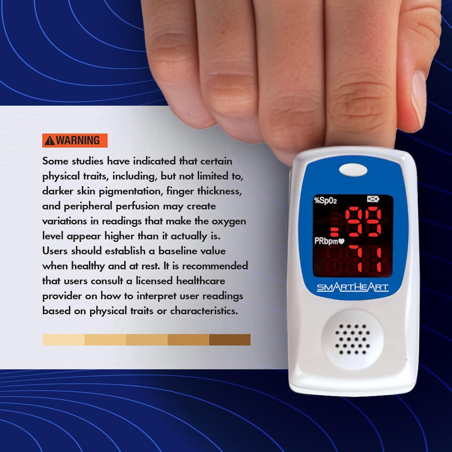 SmartHeart Talking Pulse Oximeter | Audible Result Announcement | Blood Oxygen Saturation | Complete System Monitor Lanyard and Batteries | Portable Spot-Check Monitoring