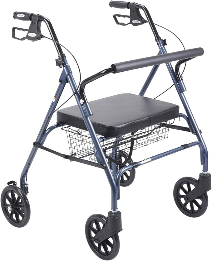 Drive Medical Rollator For Seniors and Elders, Wheel size With Height Adjustable, Black Color, Foldable ,11053a