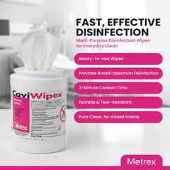 CaviWipes Surface Disinfectant Premoistened Alcohol Based Manual Pull Wipe 160 Count Canister Alcohol Scent NonSterile | 12EA/Case