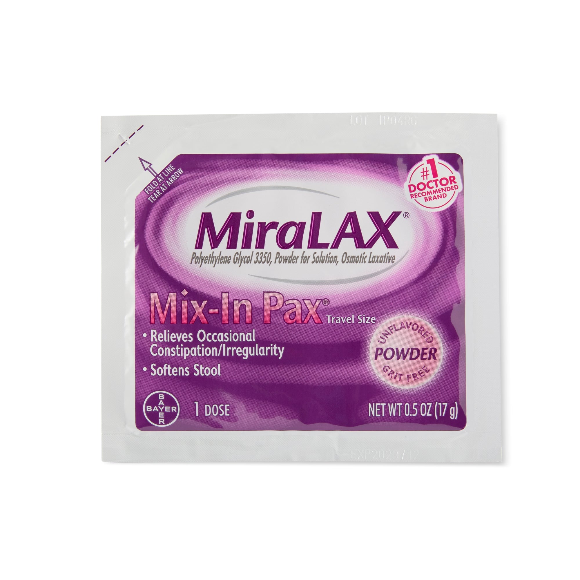 Laxative MiraLAX Powder 24 per Box 17 Gram Strength Polyethylene Glycol 3350, Packaging Type- Box