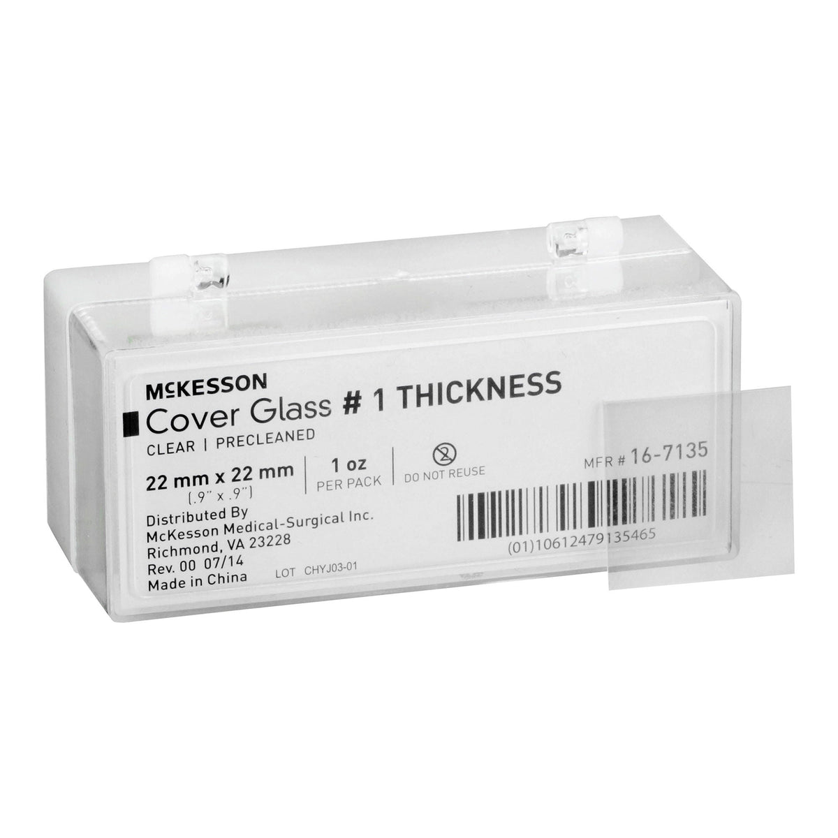 Cover Glass McKesson Square No. 1 Thickness 22 X 22 mm, Packaging Type- Box Default Title