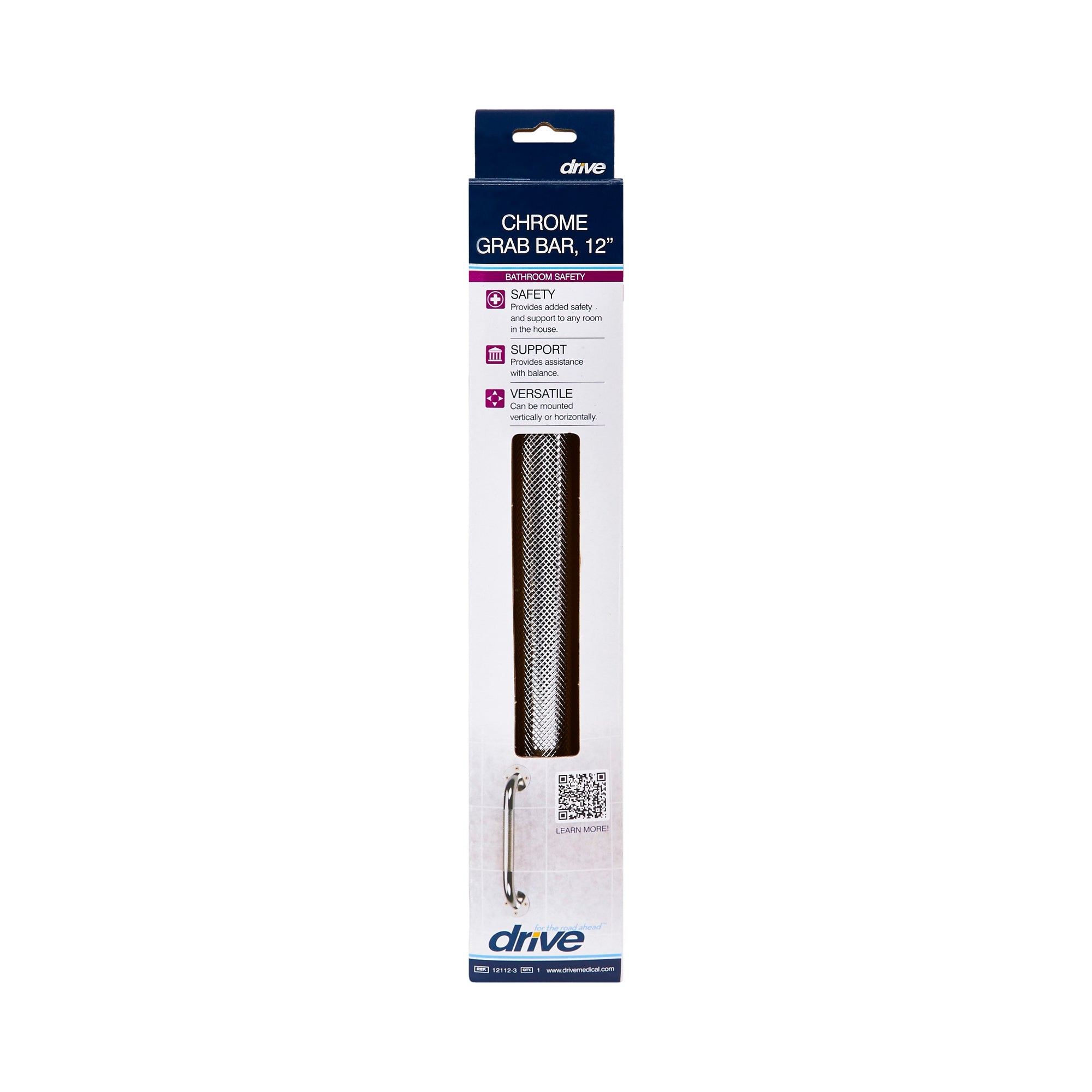 Wall Grab Bar drive Chrome Finish Knurled Steel,Packaging Type- Each