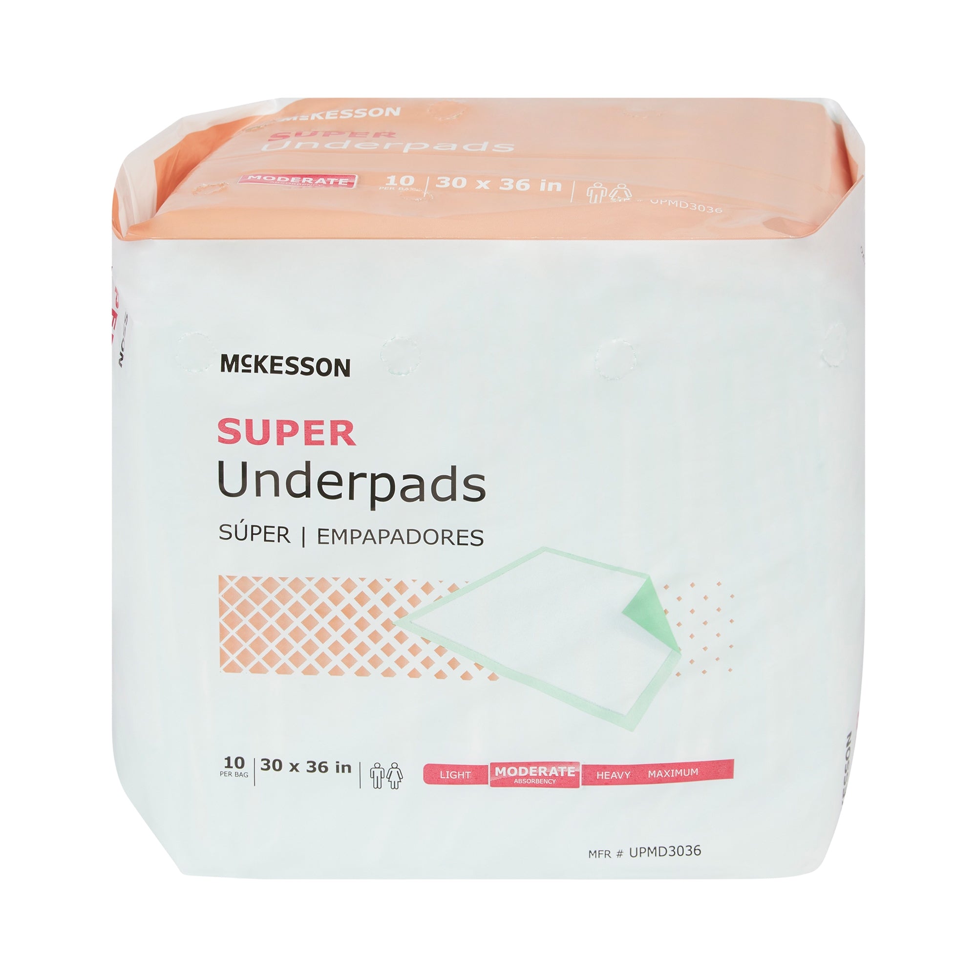 Disposable Underpad McKesson Super 30 X 36 Inch Fluff / Polymer Moderate Absorbency | 10BG/Case