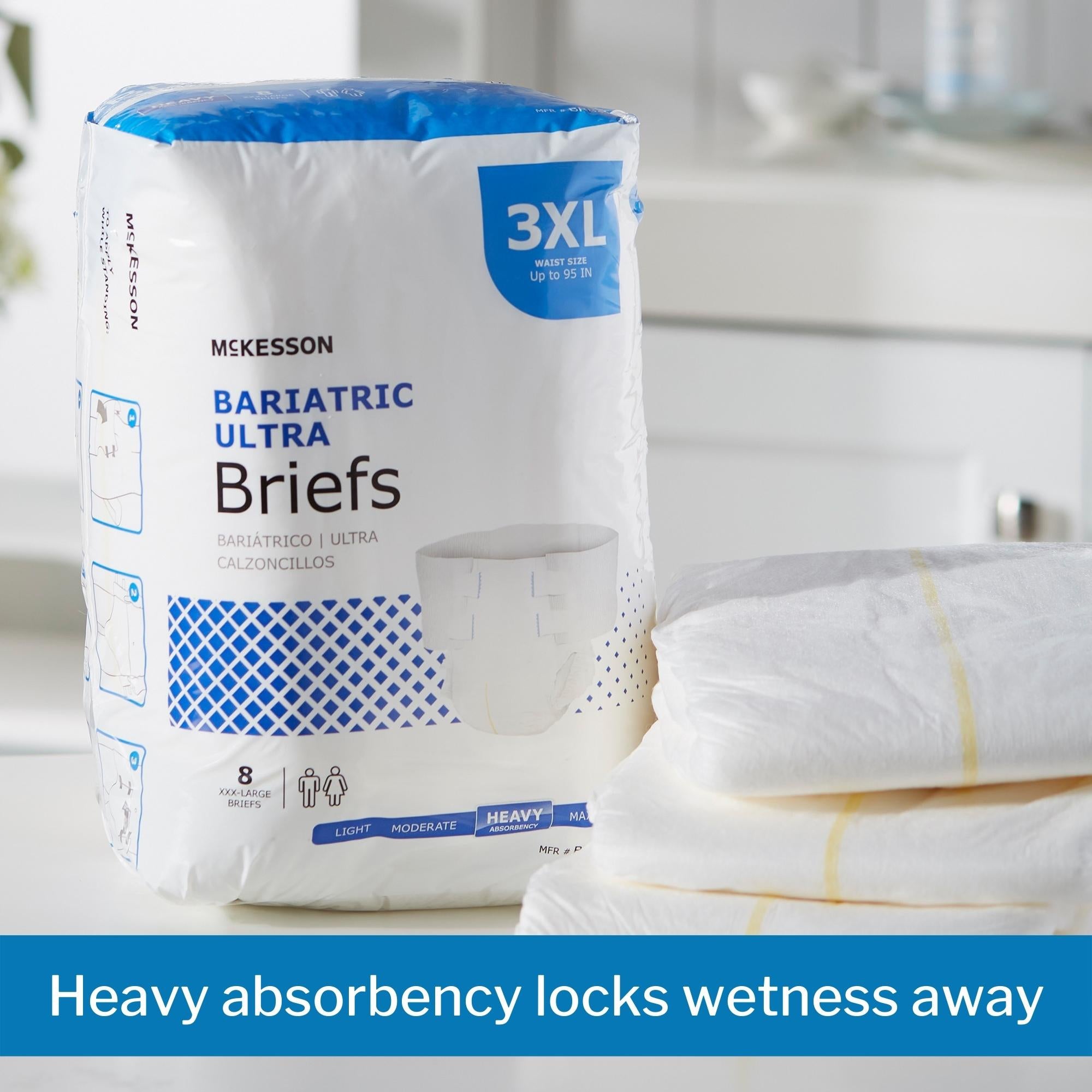 Unisex Adult Incontinence Brief McKesson Ultra Bariatric 3X-Large Disposable Heavy Absorbency, Packaging Type- Case