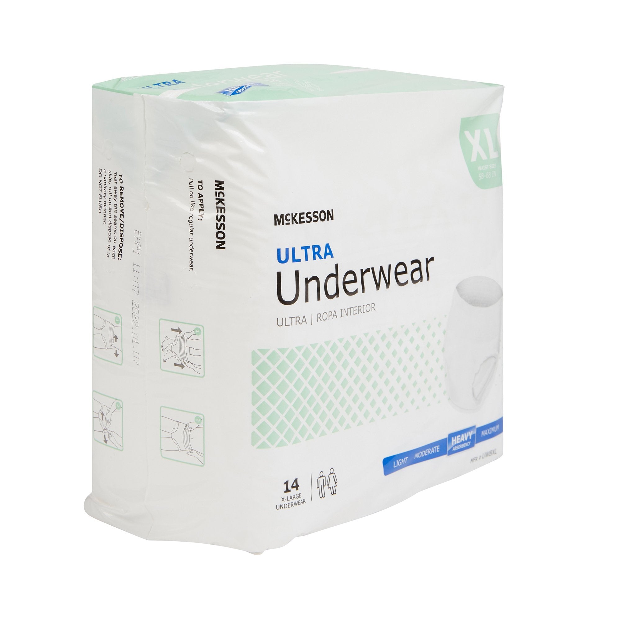 Unisex Adult Absorbent Underwear McKesson Ultra Pull On with Tear Away Seams X-Large Disposable Heavy Absorbency | 4G/Case