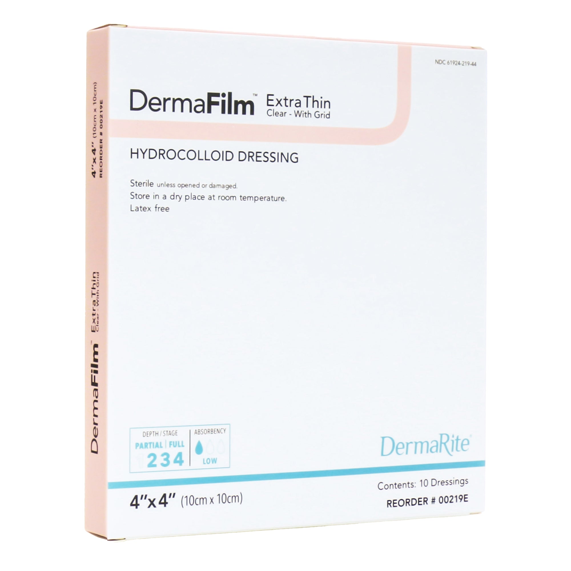 Thin Hydrocolloid Dressing DermaFilm Film Backing 4 X 4 Inch Square Hydrocolloid / Film,Packaging Type- Box