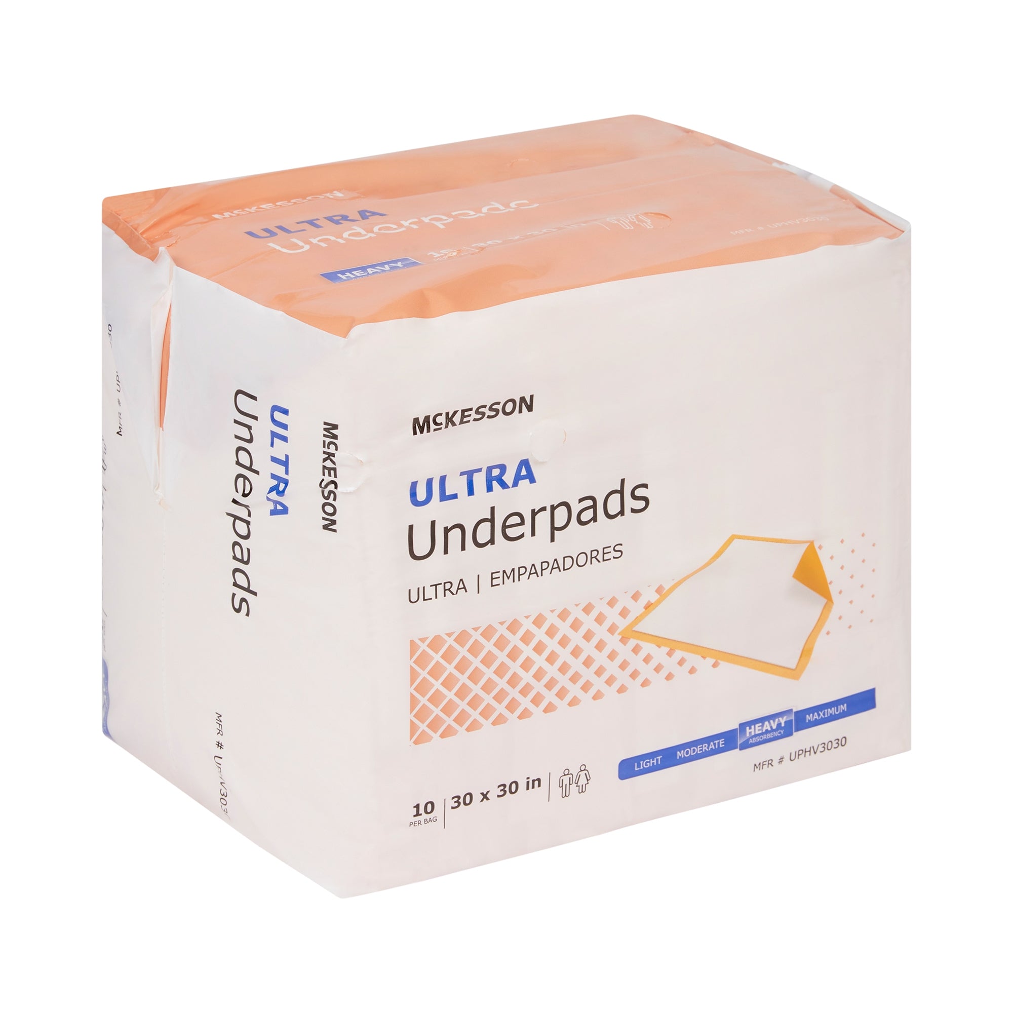 Disposable Underpad McKesson Ultra 30 X 30 Inch Fluff / Polymer Heavy Absorbency | 10BG/Case
