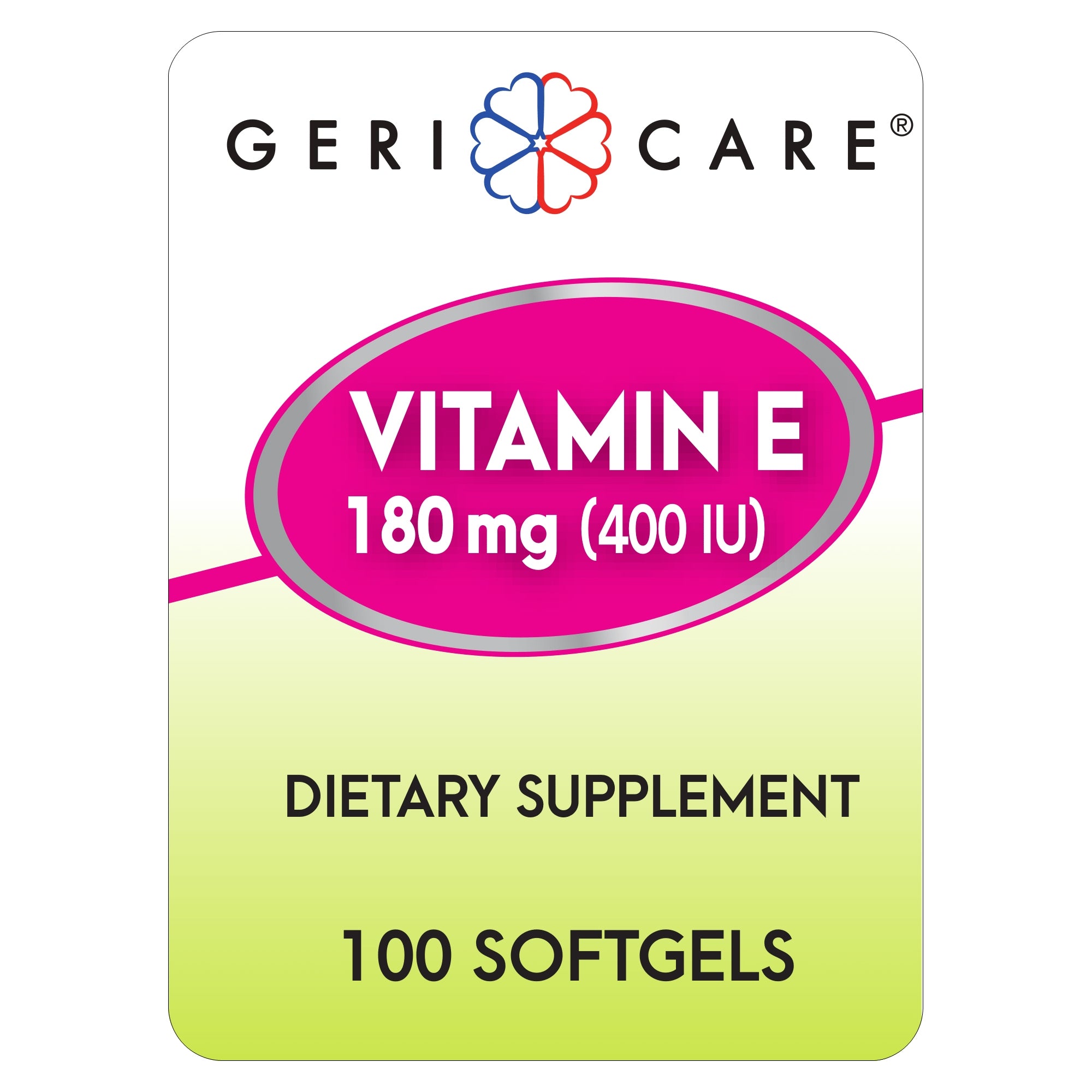 Vitamin Supplement Geri-Care Vitamin E 400 IU Strength Softgel 100 per Bottle | 12/Case)