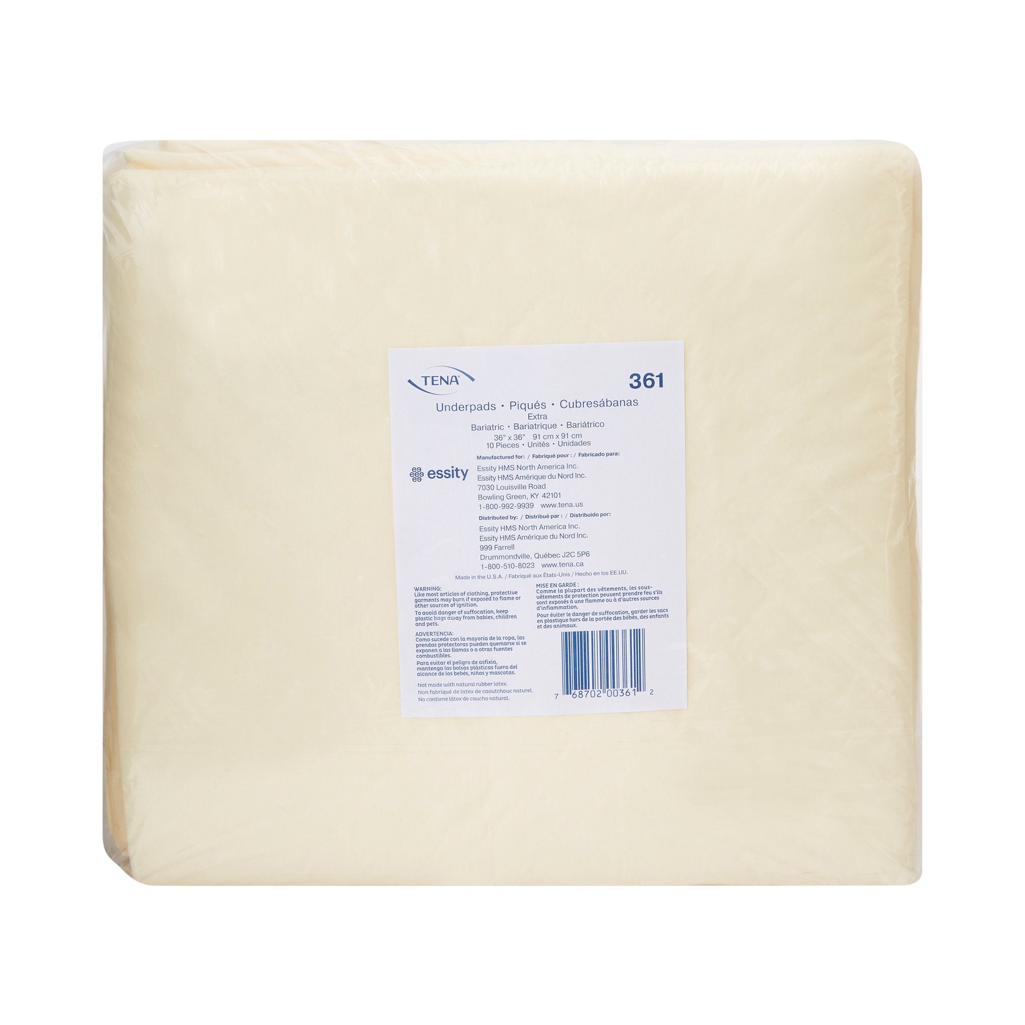 Disposable Underpad TENA Extra Bariatric 36 X 36 Inch Polymer Light Absorbency, Packaging Type- Case