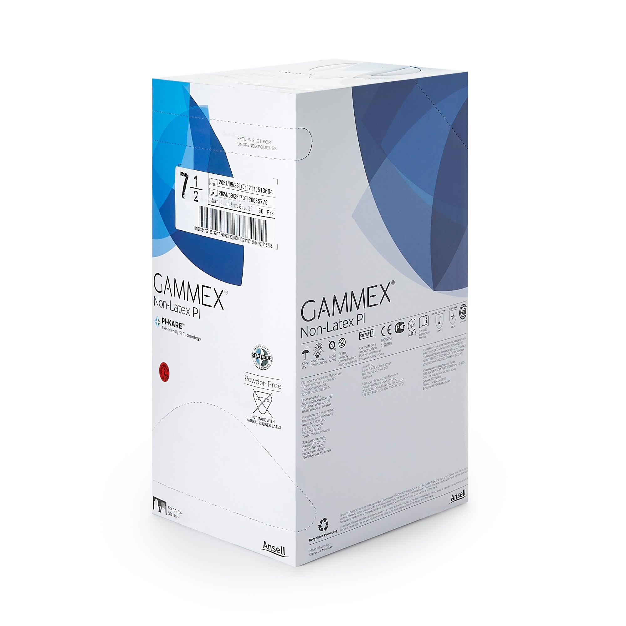 Surgical Glove GAMMEX Non-Latex PI Size 7.5 Sterile Polyisoprene Standard Cuff Length Micro-Textured White Chemo Tested | 4Box/Case