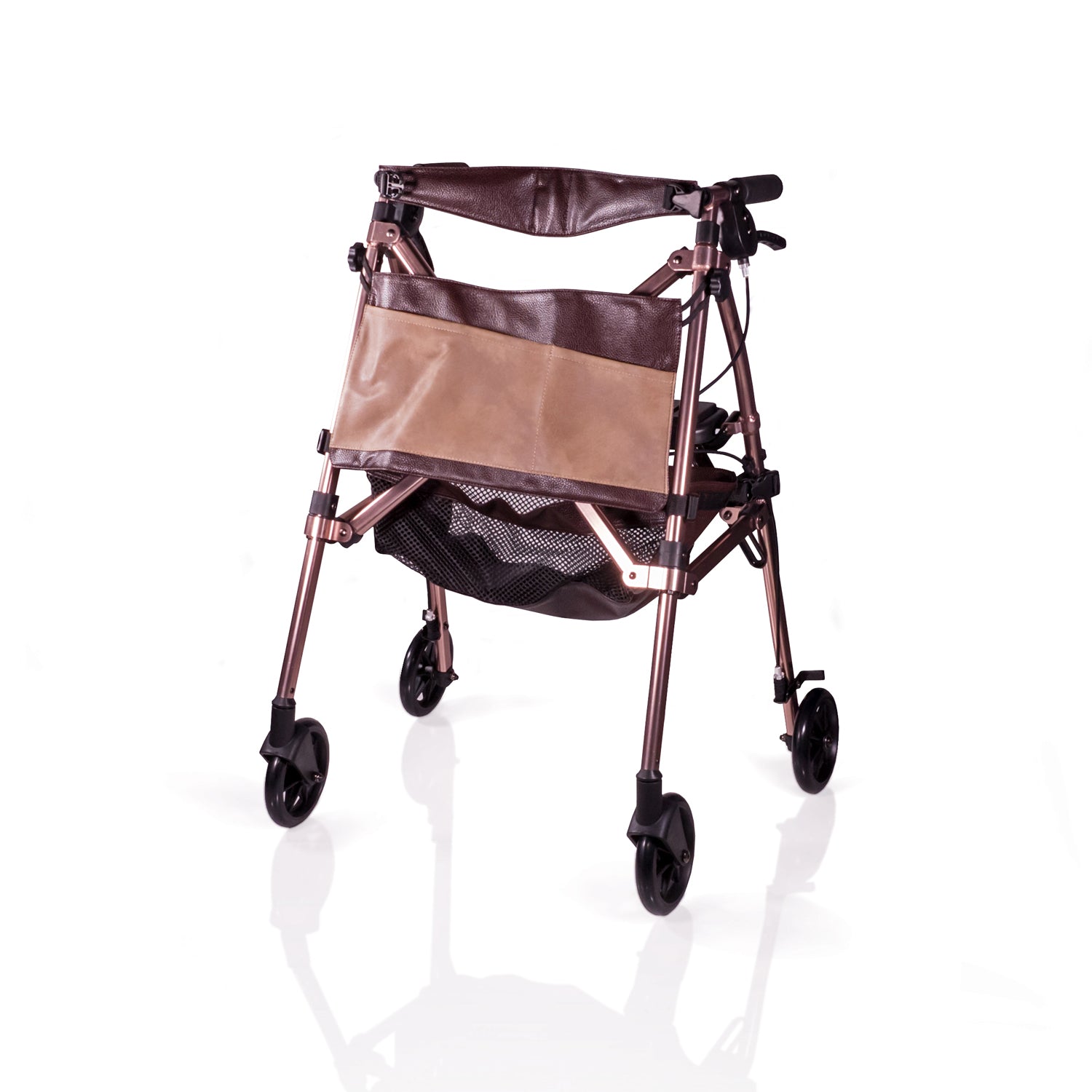 Elite Travel Rollator - Lightweight, foldable design for easy transport. Features ergonomic hand grips and adjustable height for comfort. Perfect for mobility on the go!