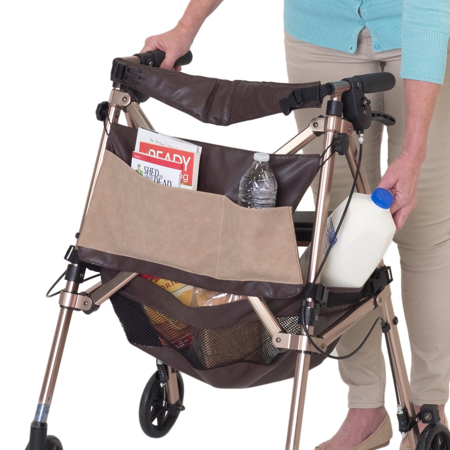 Elite Travel Rollator - Lightweight, foldable design for easy transport. Features ergonomic hand grips and adjustable height for comfort. Perfect for mobility on the go!