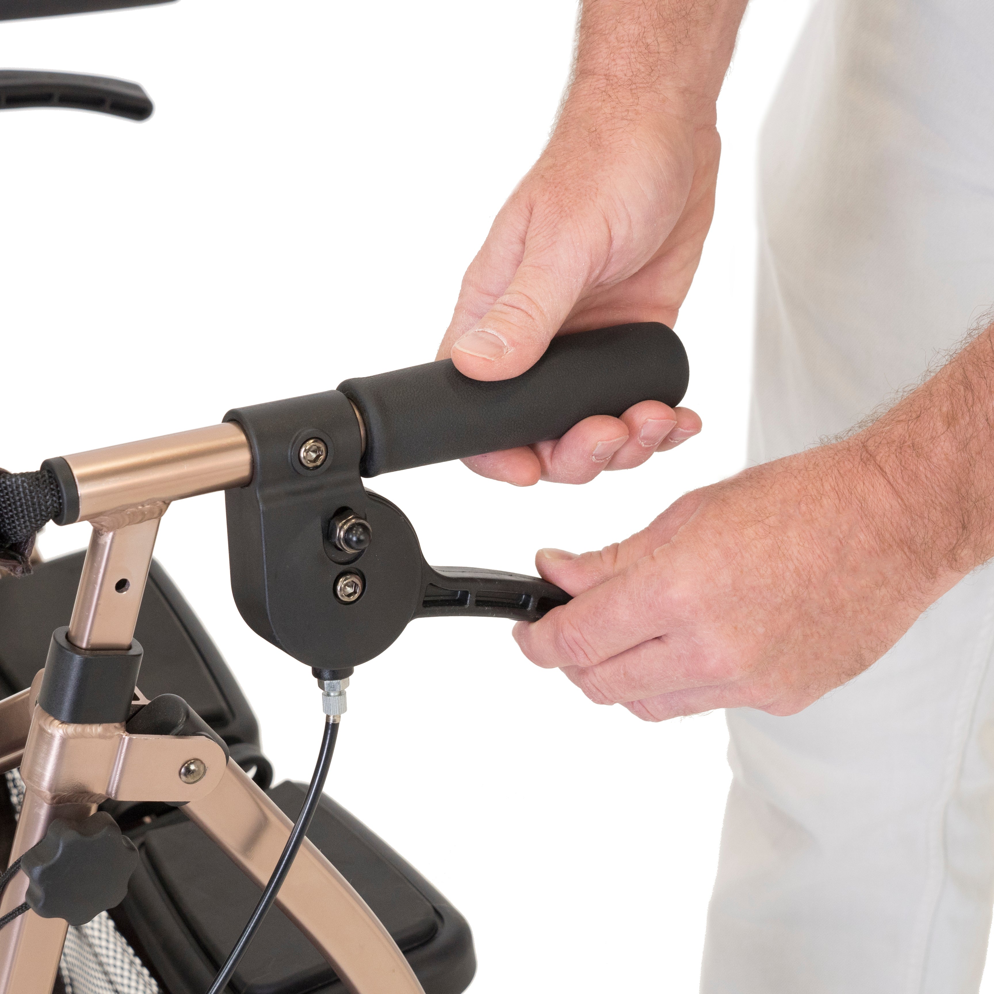 Elite Travel Rollator - Lightweight, foldable design for easy transport. Features ergonomic hand grips and adjustable height for comfort. Perfect for mobility on the go!