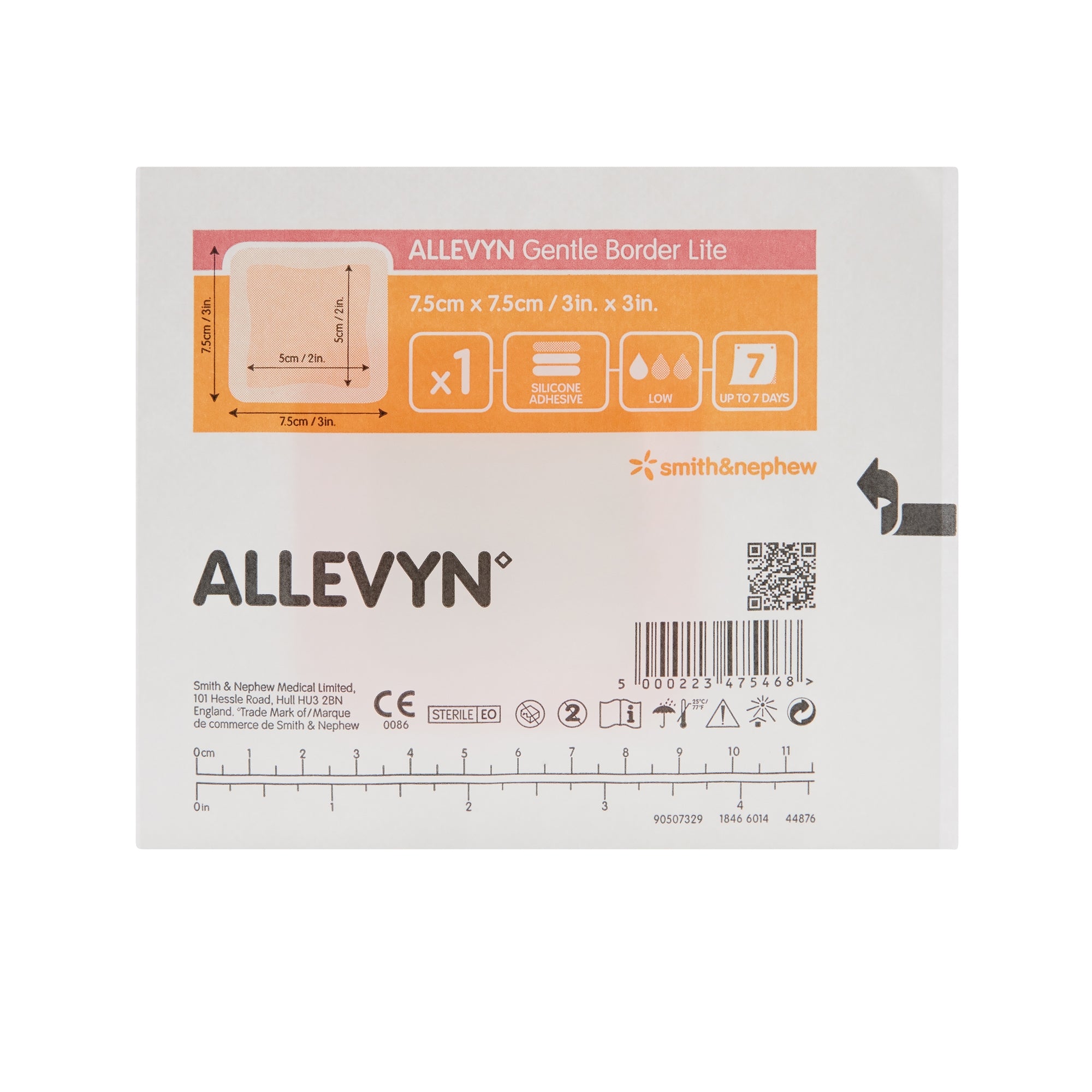 Thin Foam Dressing Allevyn Gentle Border Lite 3 X 3 Inch With Border Film Backing Silicone Gel Adhesive Square Sterile,Packaging Type- Box