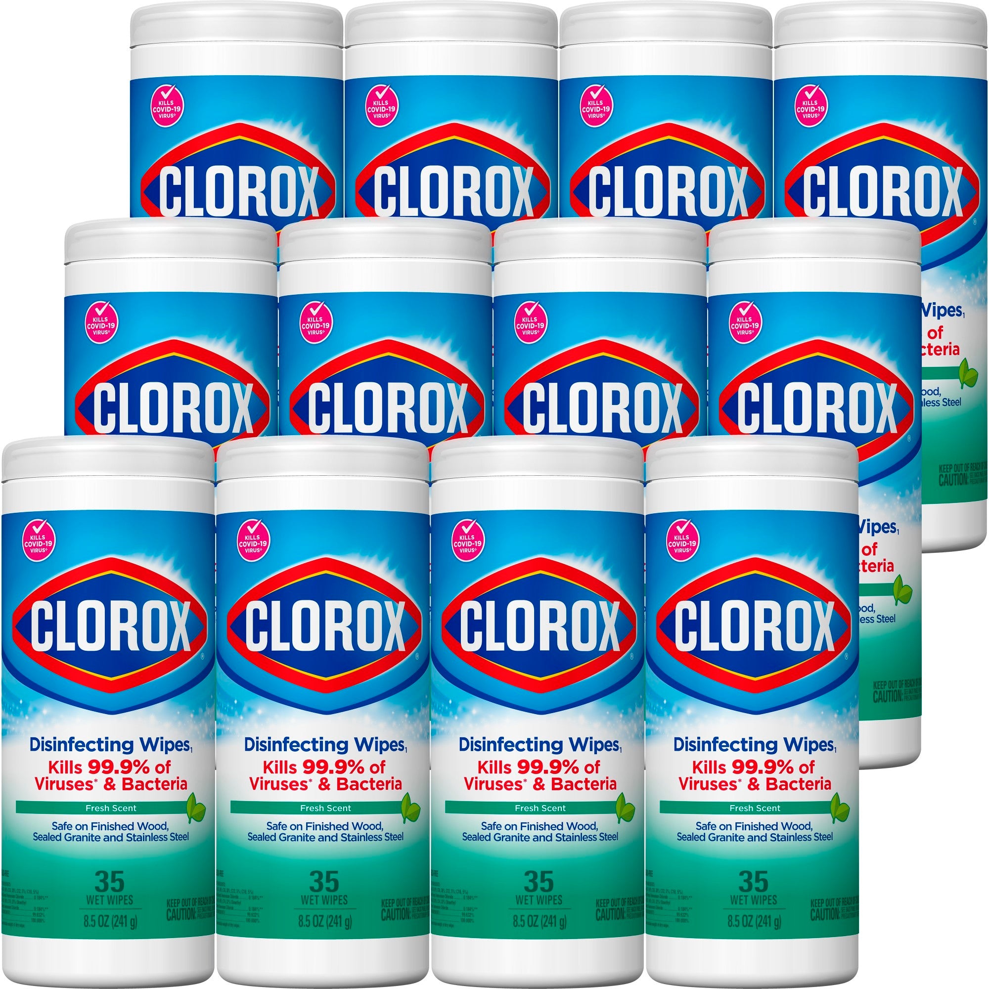 Clorox Surface Disinfectant Cleaner Premoistened Bleach Free Manual Pull Wipe 35 Count Canister Fresh Scent NonSterile | 12COUNT/CASE