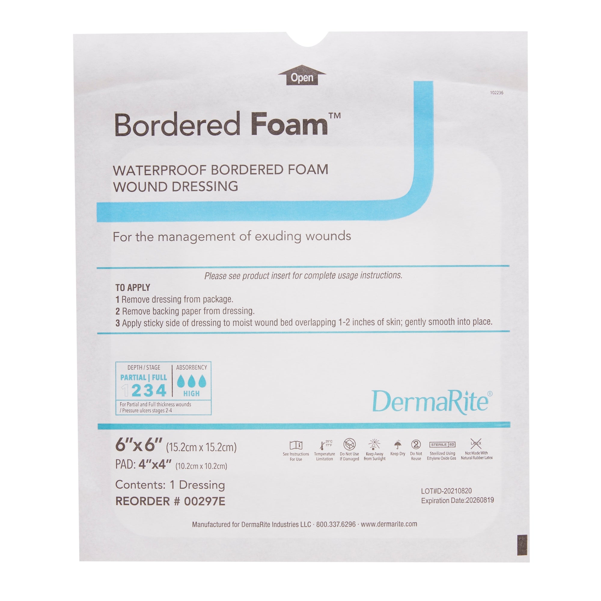 Foam Dressing BorderedFoam 6 X 6 Inch With Border Waterproof Backing Nonacrylic Adhesive Square Sterile,Packaging Type- Box