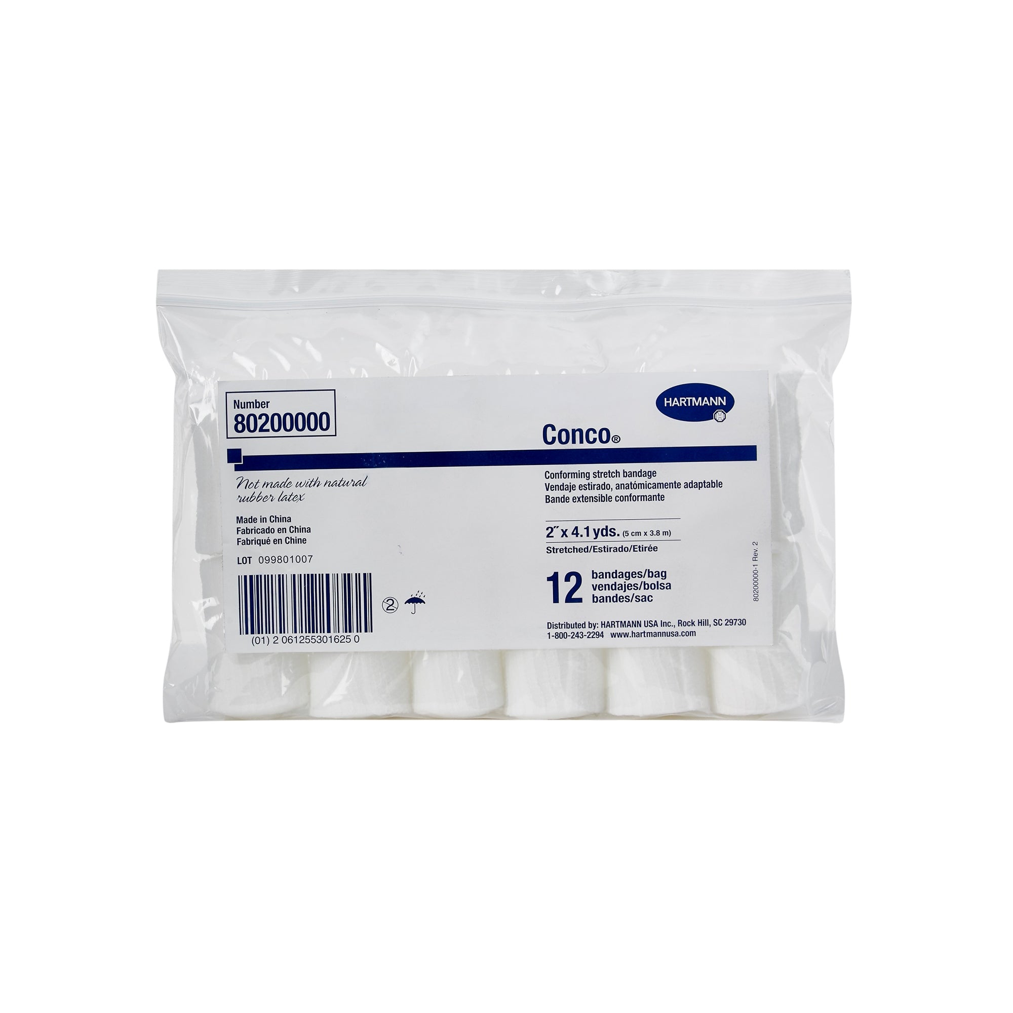 Conforming Bandage Conco 2 Inch X 4-1/10 Yard 1-Ply NonSterile 12 per Pack, Packaging Type- Case