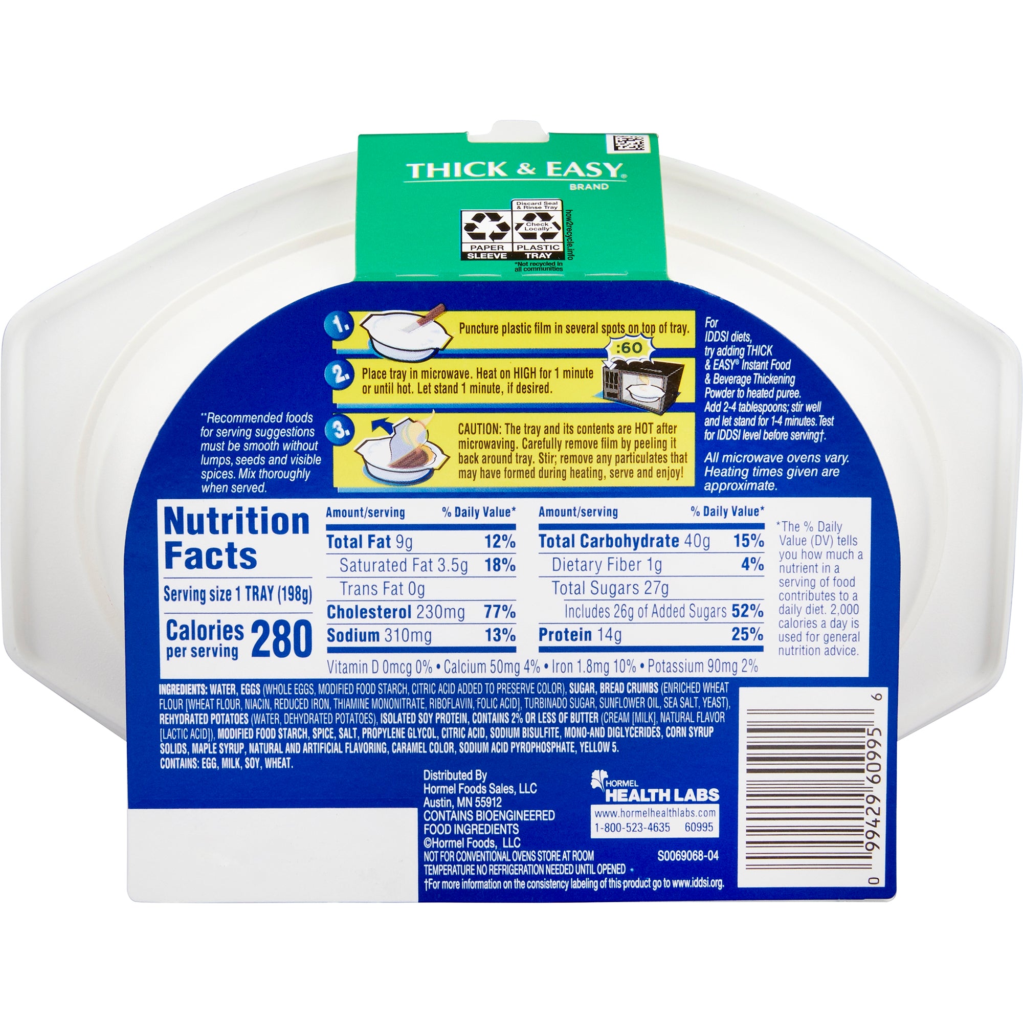Thickened Food Thick & Easy Purees 7 oz. Tray Maple Cinnamon French Toast Flavor Puree IDDSI Level 2 Mildly Thick, Packaging Type- Case
