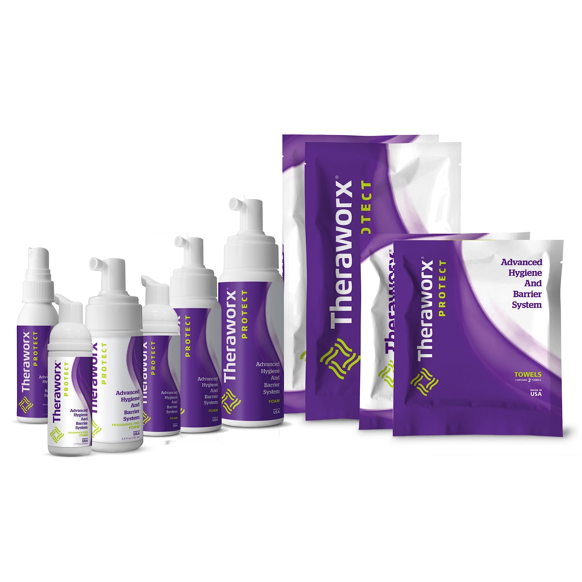 Limpiador de piel sin enjuague con sistema de higiene y barrera Silver Theraworx Protect Advanced Hygiene and Barrier, espumante, botella con dosificador de 7.1 oz, aroma a lavanda. Tipo de empaque: individual.