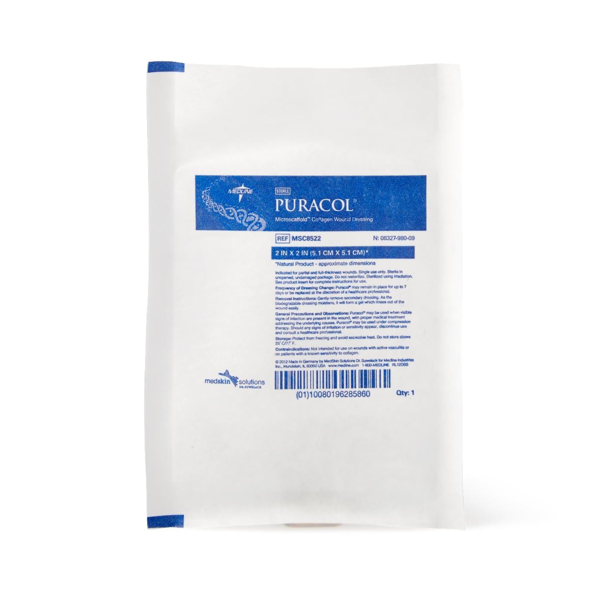 Apósito de colágeno Puracol, 2 x 2 pulgadas cuadradas, estéril, tipo de embalaje: unidad