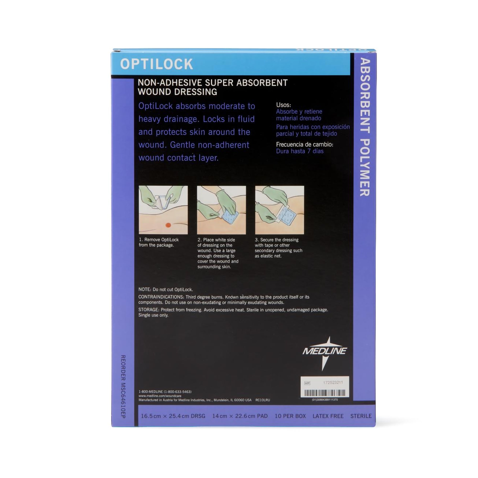 Super Absorbent Dressing OptiLock 6-1/2 X 10 Inch Rectangle, Packaging Type- Box