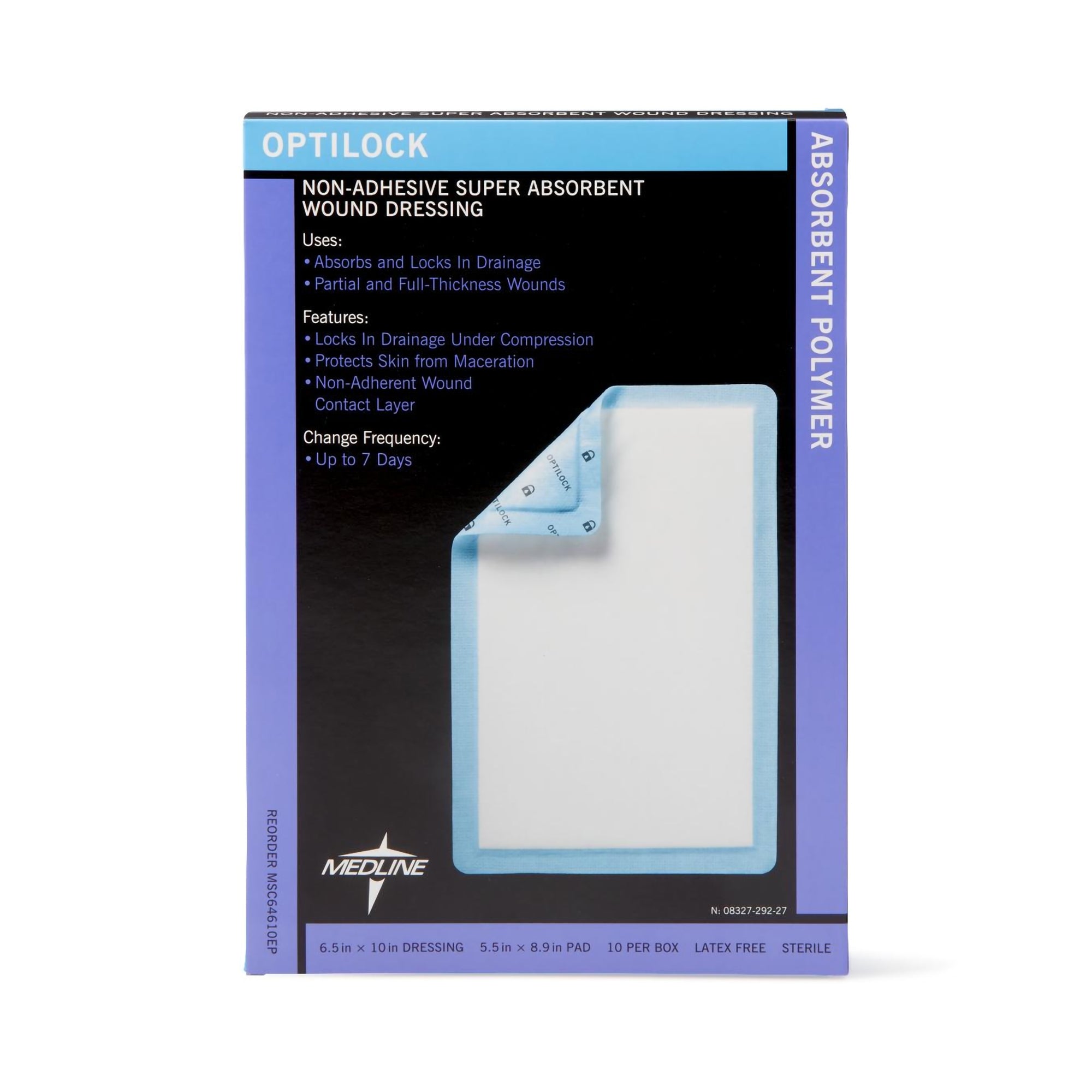 Super Absorbent Dressing OptiLock 6-1/2 X 10 Inch Rectangle, Packaging Type- Box