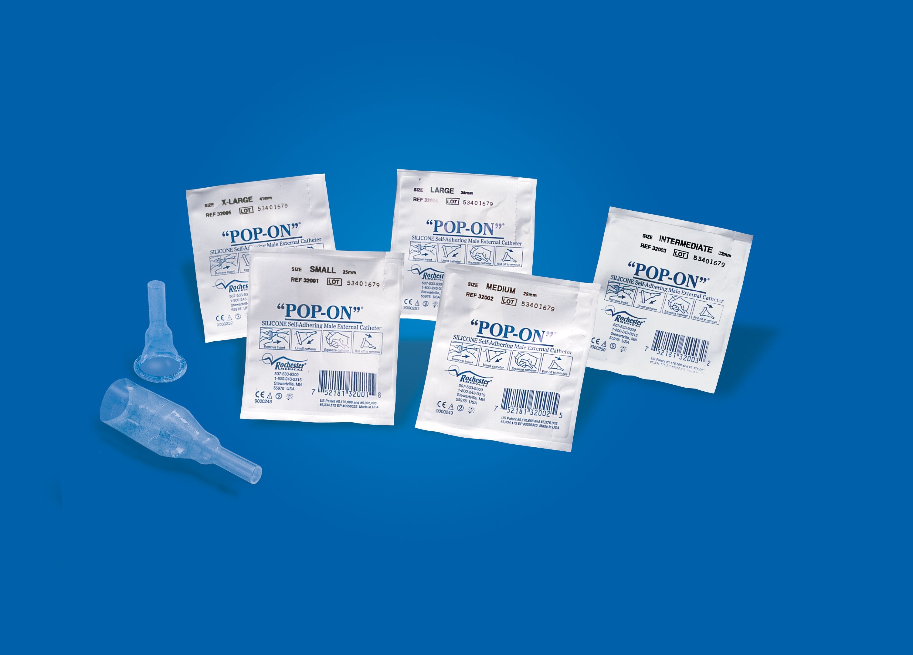 Male External Catheter Pop-On Self-Adhesive Strip Silicone Small