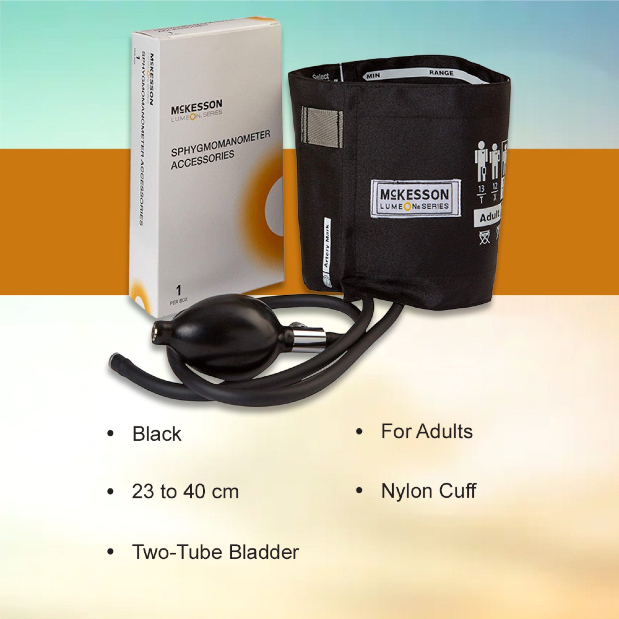 Reusable Blood Pressure Cuff and Bulb McKesson LUMEON 23 to 40 cm Arm Nylon Cuff Adult Cuff, Packaging Type- Case