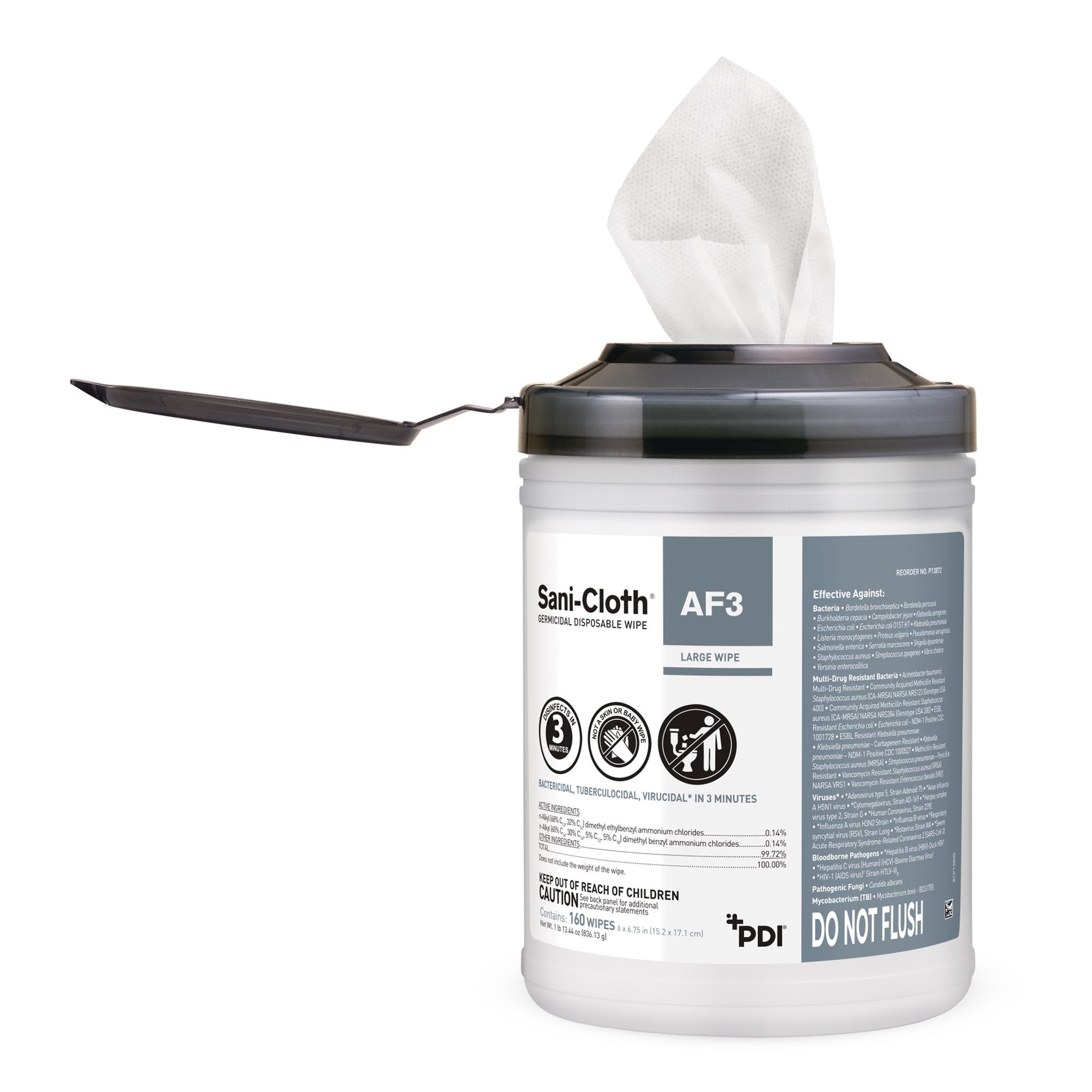 Sani-Cloth AF3 Surface Disinfectant Cleaner Premoistened Germicidal Manual Pull Wipe 160 Count Canister Mild Scent NonSterile | 160/CN12CN/Case