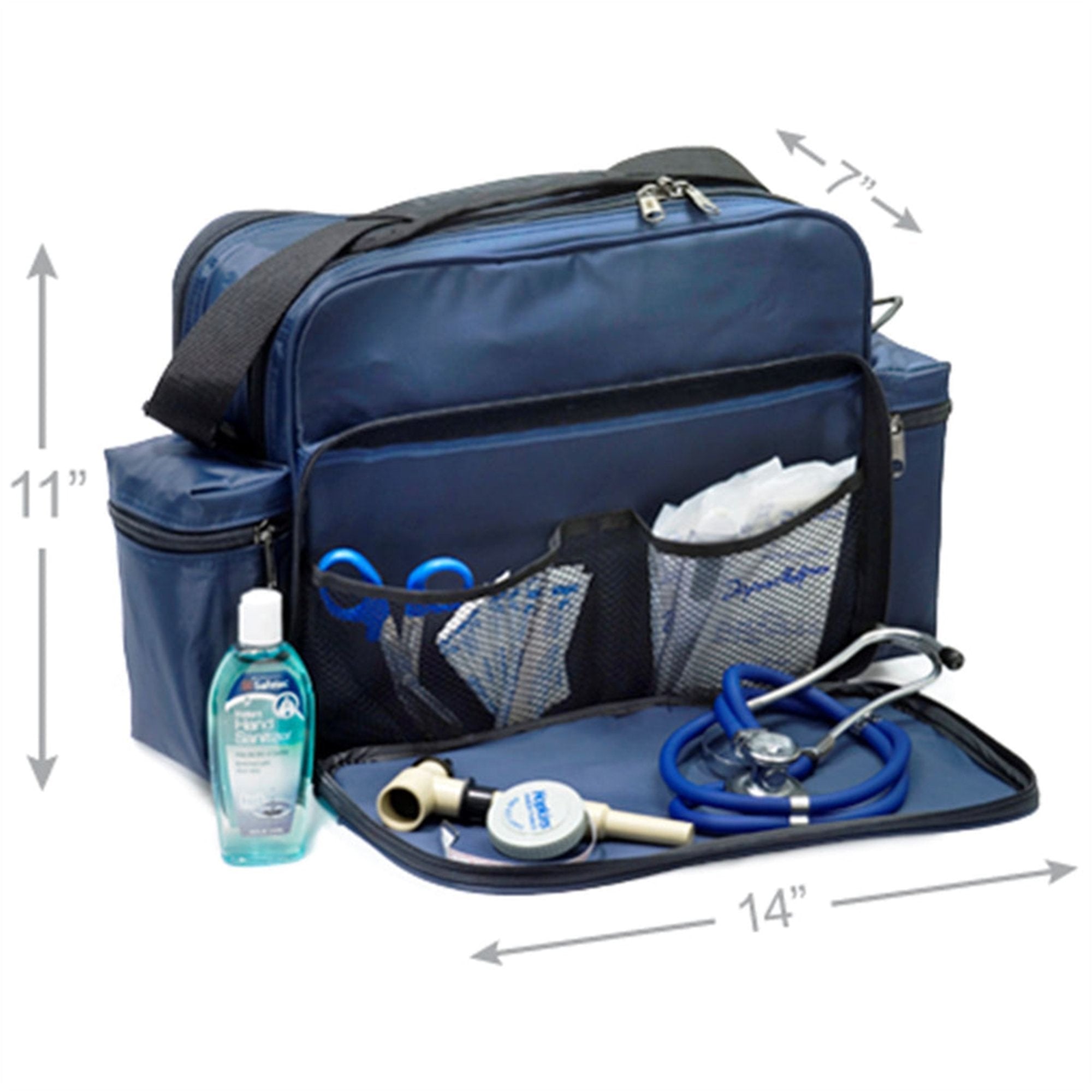 Medical Tote Original Home Health Shoulder Bag Navy Blue Nylon 7 X 11 X 14 Inch
