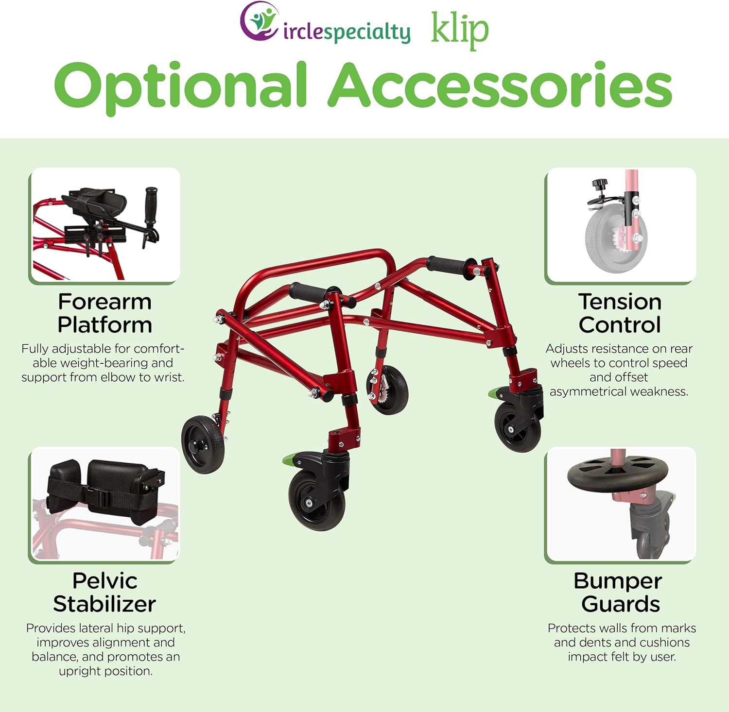 klip walker x small red 4 wheeled