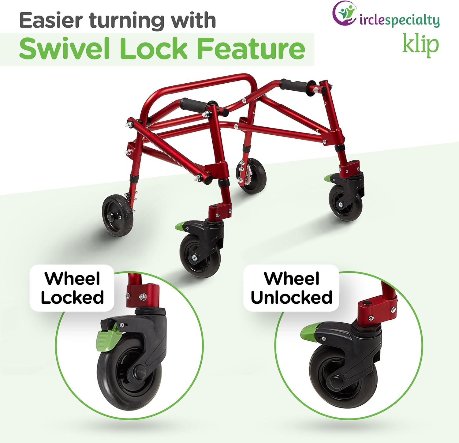CIRCLE SPECIALTY KP410 Klip Walker X-small Red 4-wheeled