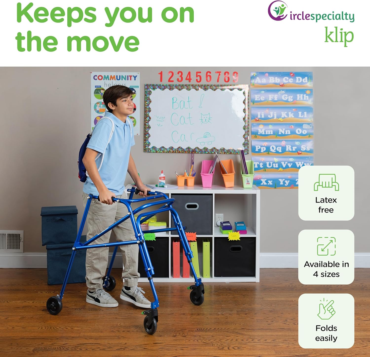 klip walker w seat medium blue 4 wheeled each