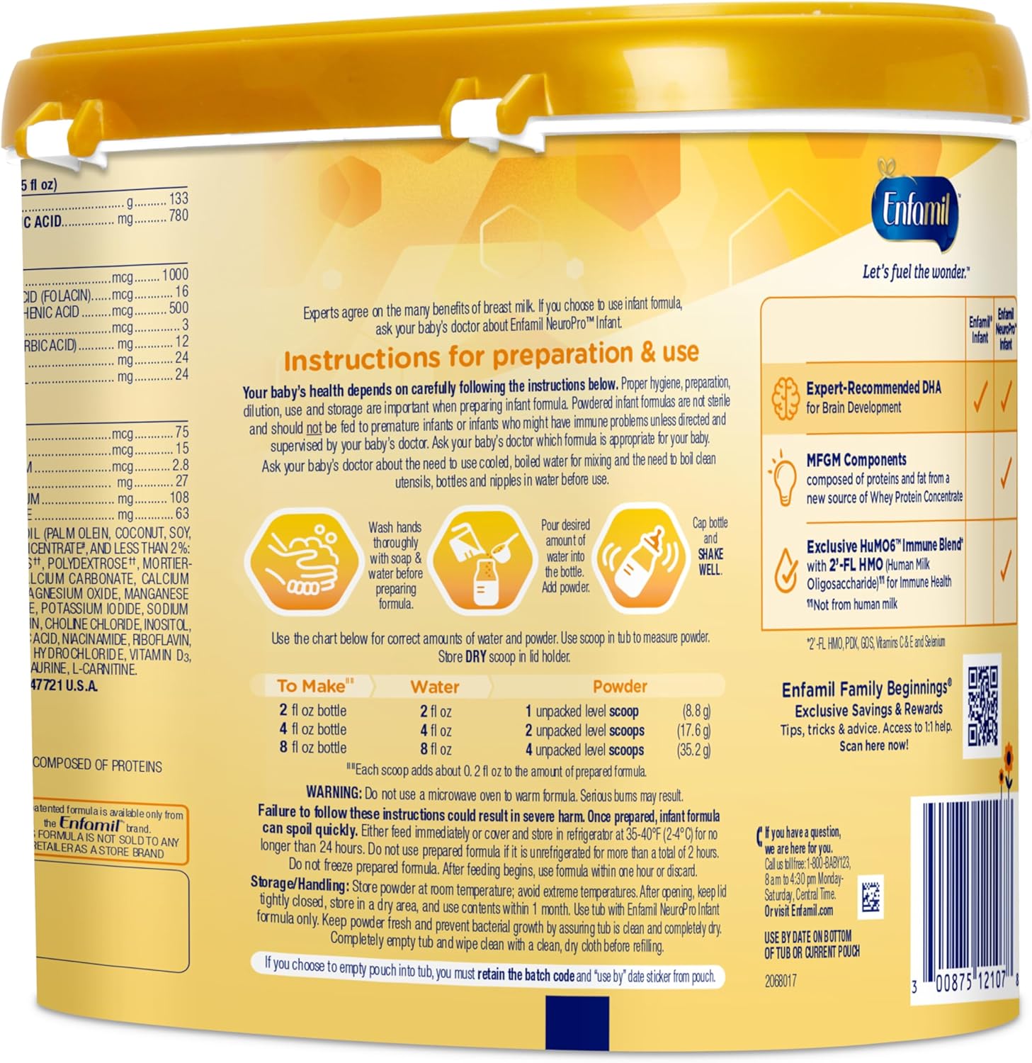 infant formula enfamil neuropro unflavored 8 oz bottle liquid iron packaging type case