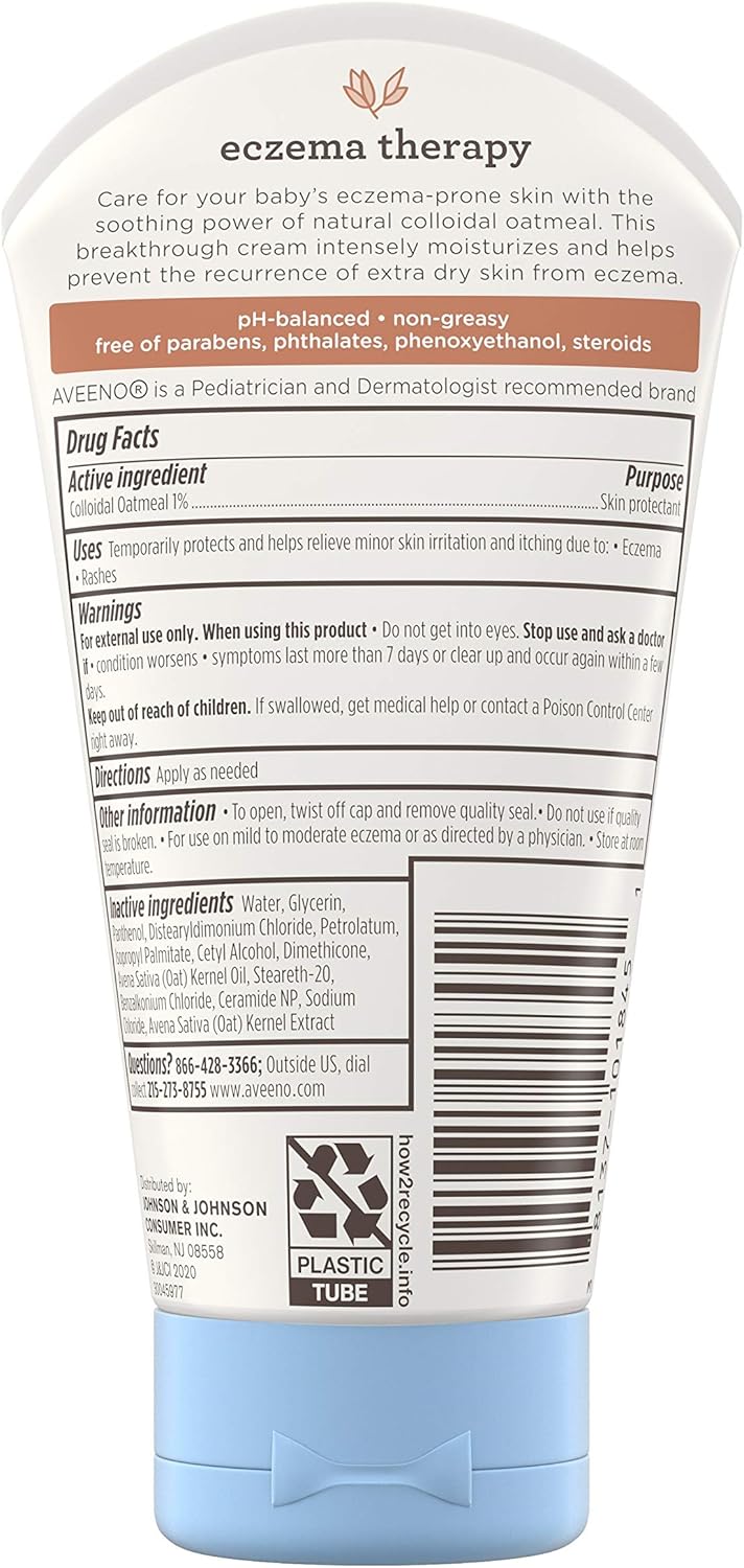 baby lotion aveeno baby eczema therapy 5 oz tube unscented cream