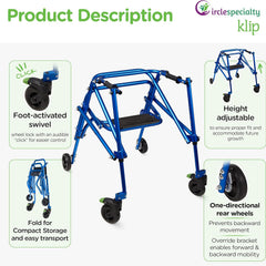 klip walker w seat medium blue 4 wheeled each