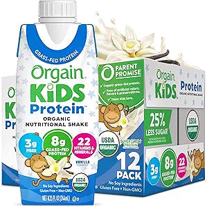 orgain kids protein organic nutritional shake vanilla 8 25 ounce carton orgain kids protein organic nutritional shake pediatric oral supplement mk1104610ea