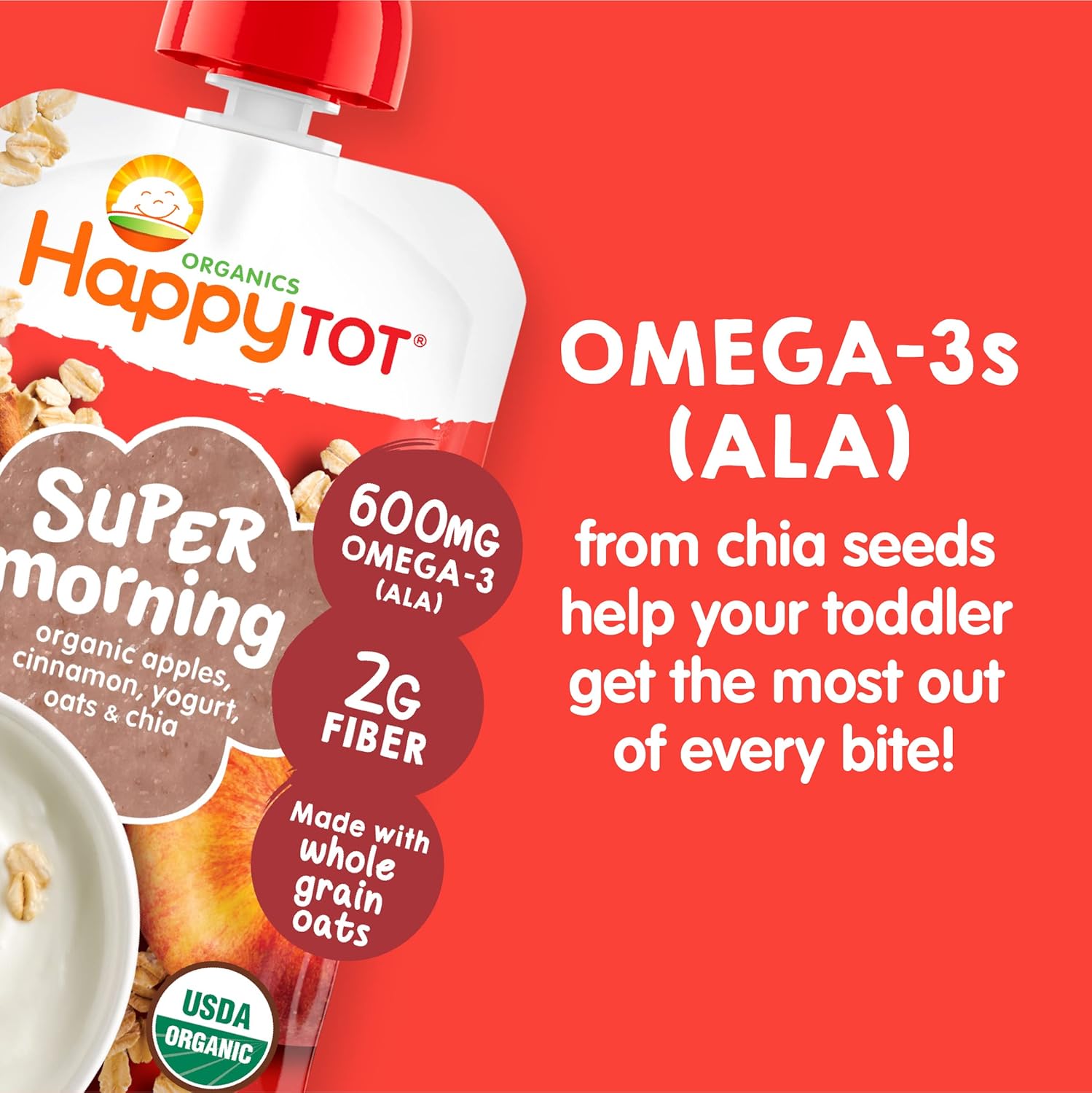 happy tot super morning organic apples cinnamon yogurt and oats super chia case of 16 4 oz