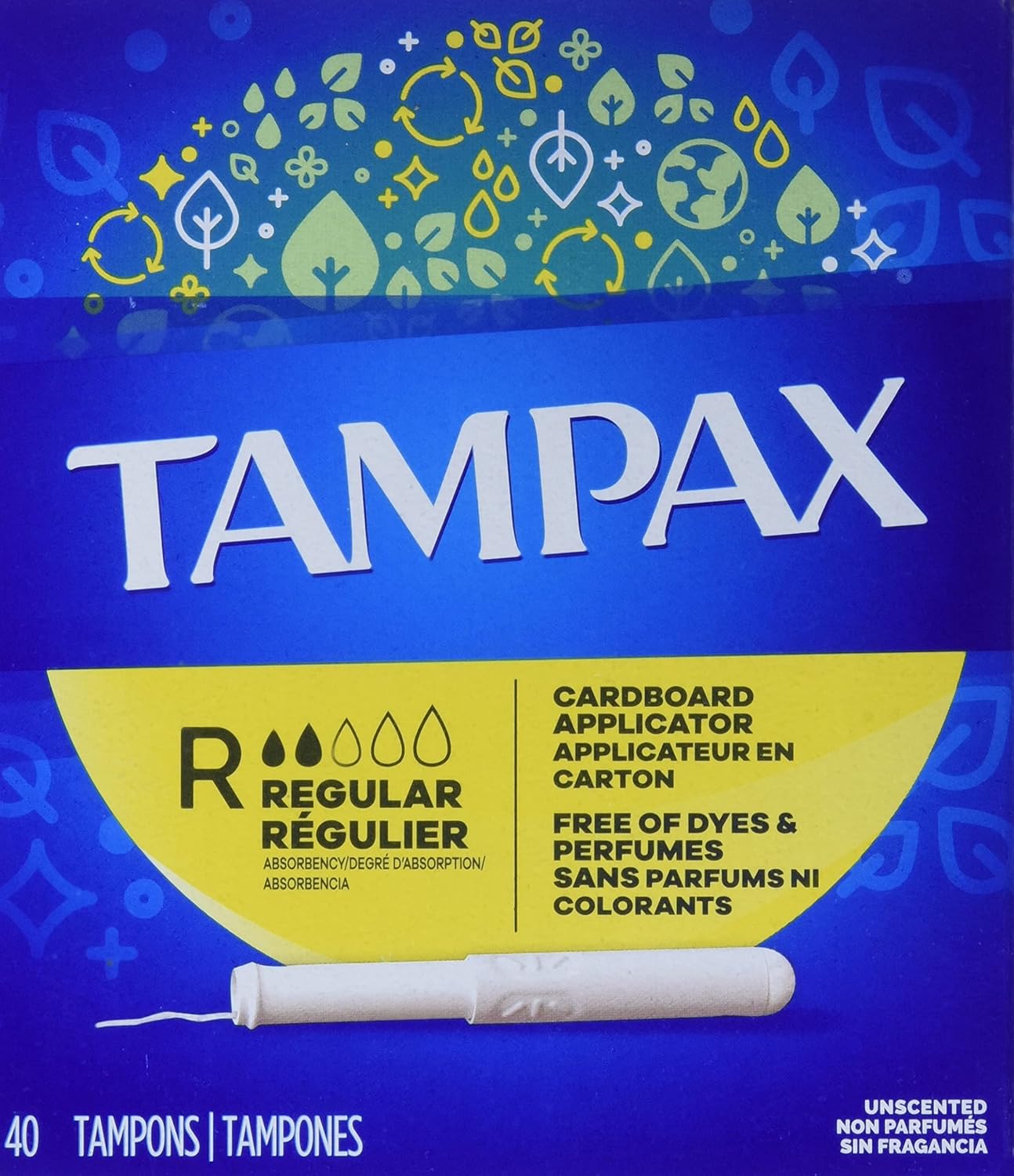 tampax regular absorbency tampon 40 per box tampax tampon mk783577bx