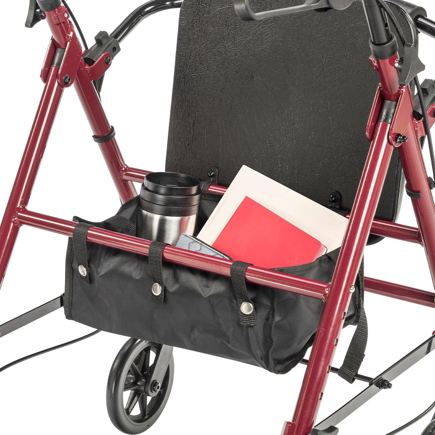 aluminum rollator w loop brake burgundy 4 wheel