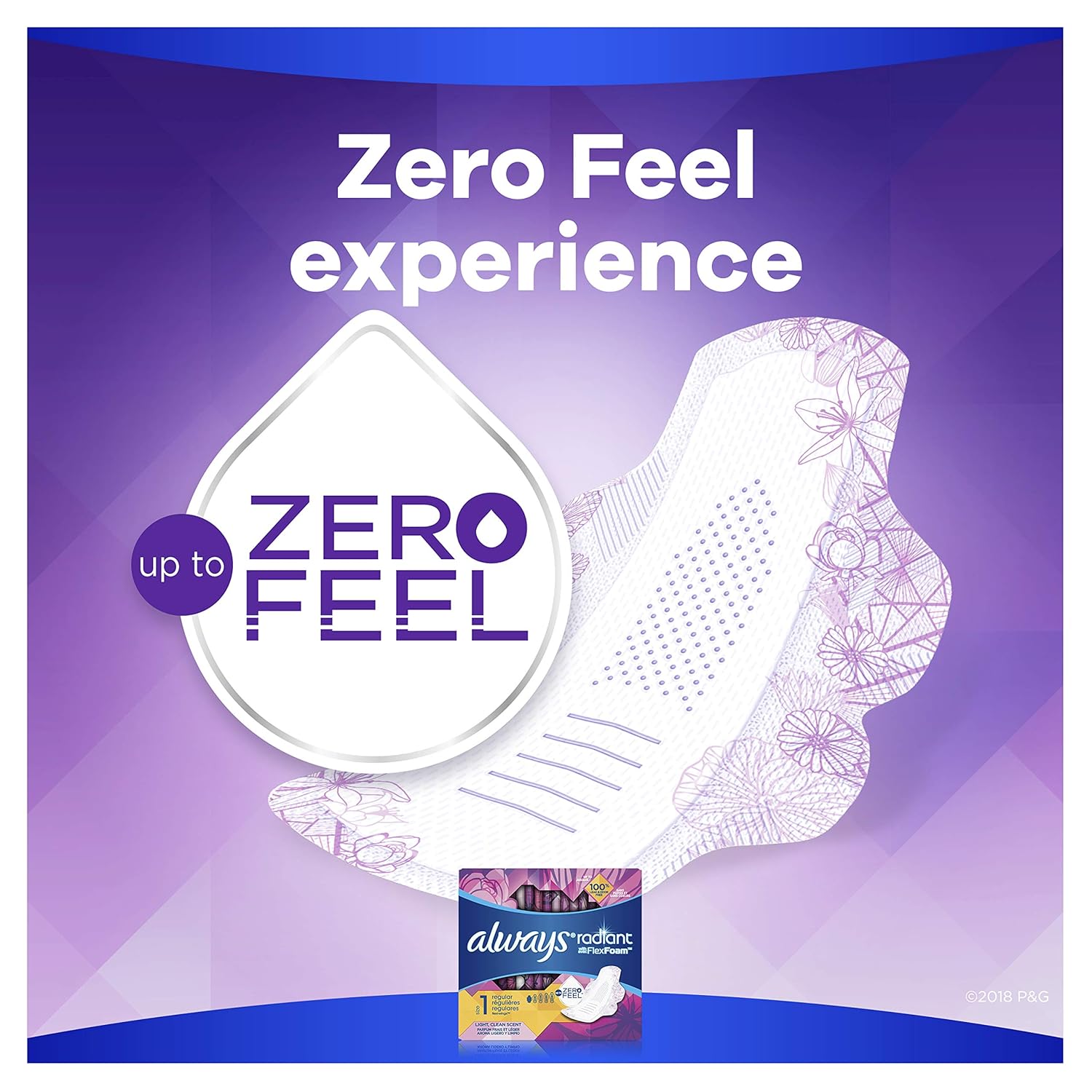 always radiant regular pads size 1 always radiant with flexfoam feminine pad mk1231750bx