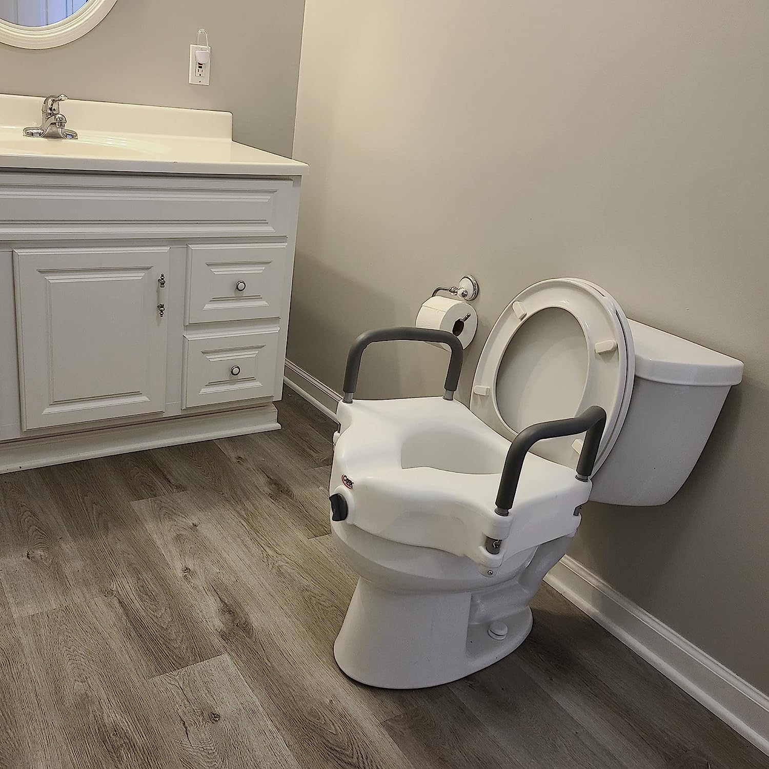 Carex Classics Raised Toilet Seat with Armrests