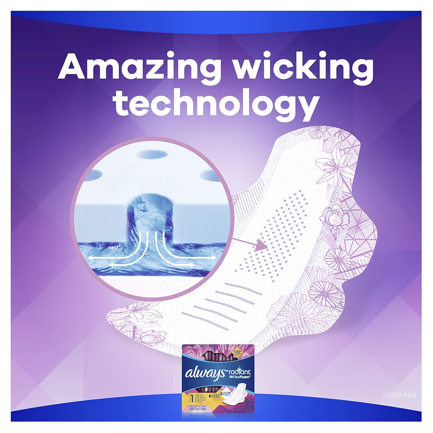 always radiant regular pads size 1 always radiant with flexfoam feminine pad mk1231750bx