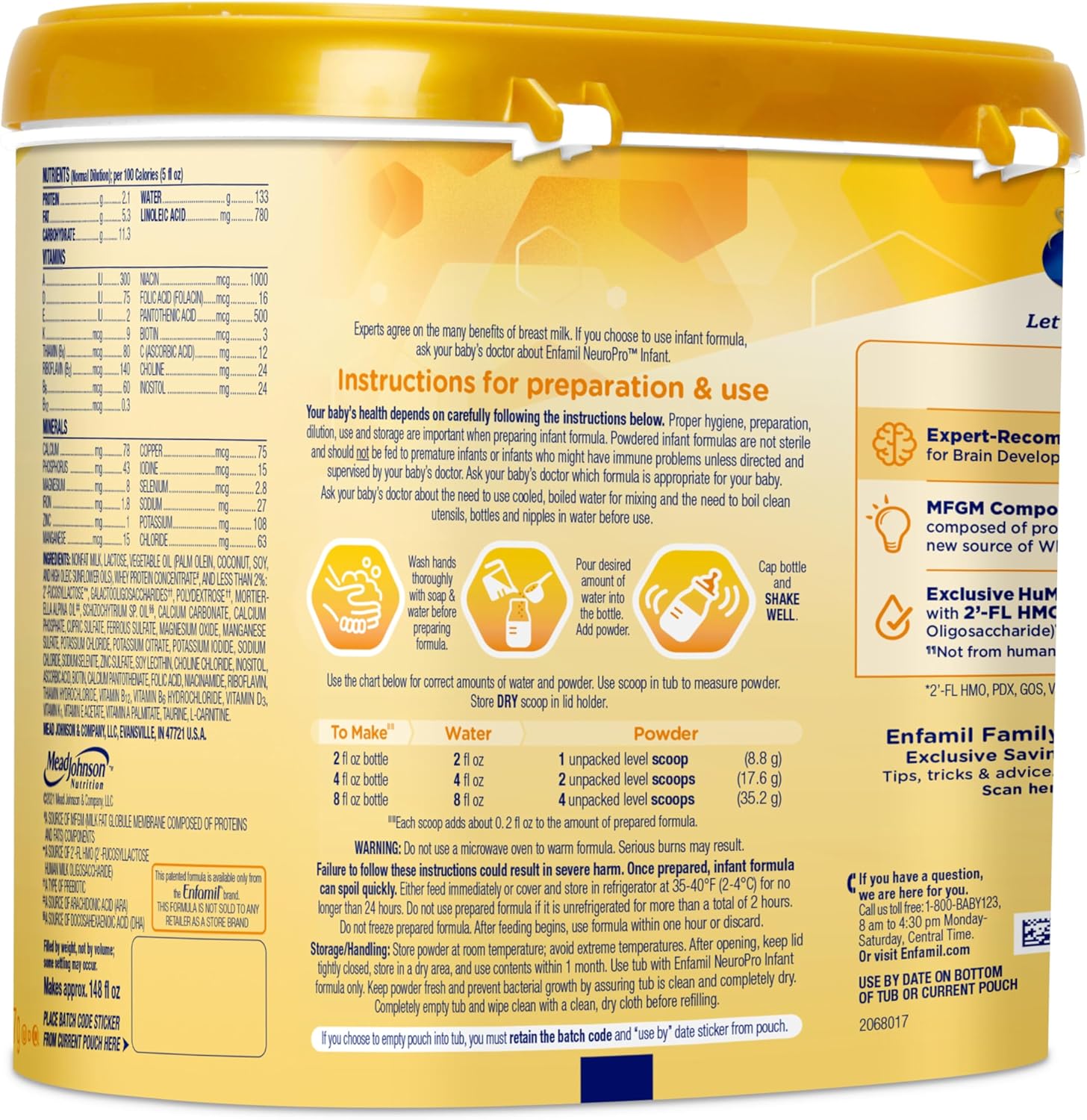 infant formula enfamil neuropro unflavored 8 oz bottle liquid iron packaging type case