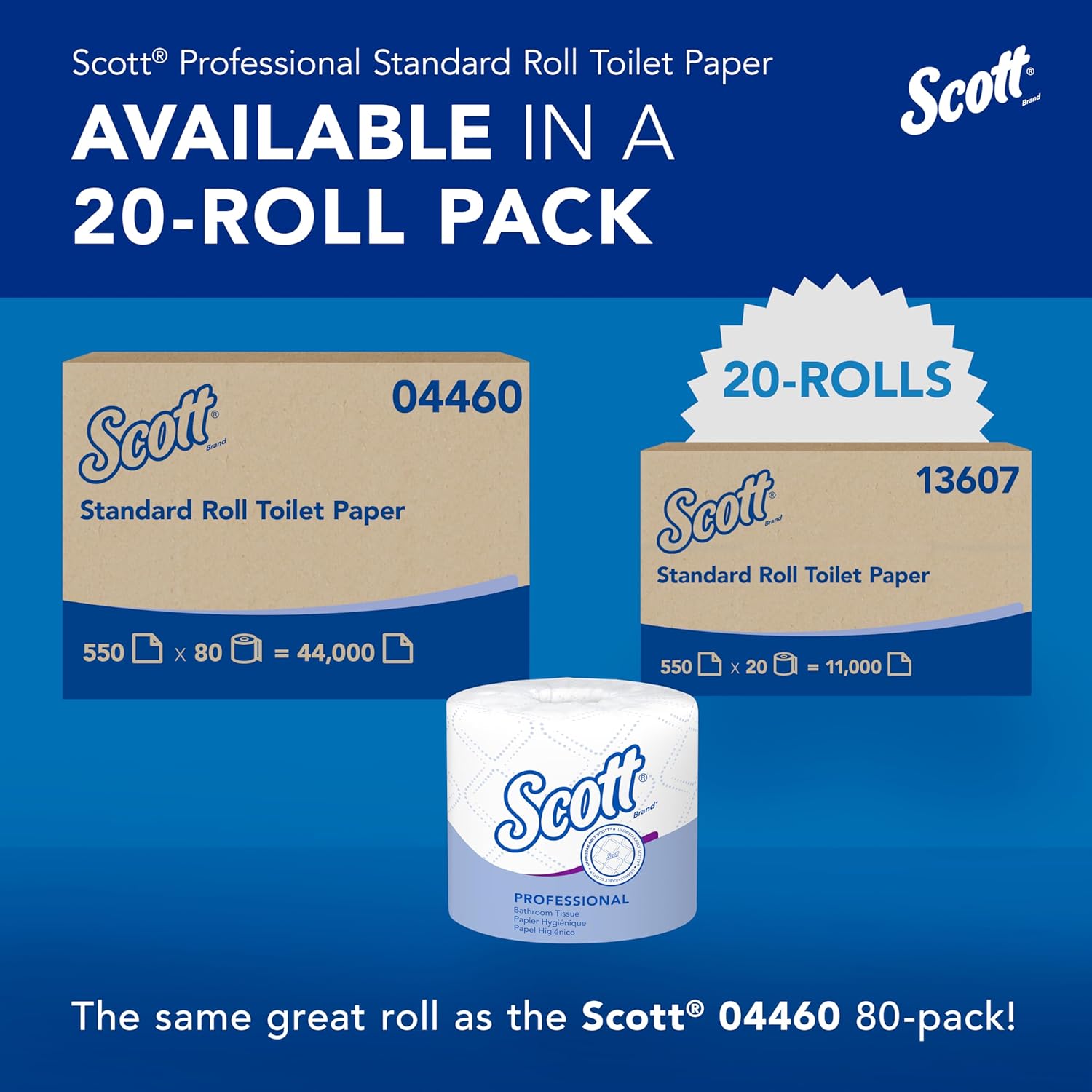 Toilet Tissue Scott Essential White 2-Ply Standard Size Cored Roll 550 Sheets 4 X 4-1/10 Inch, Packaging Type- Case