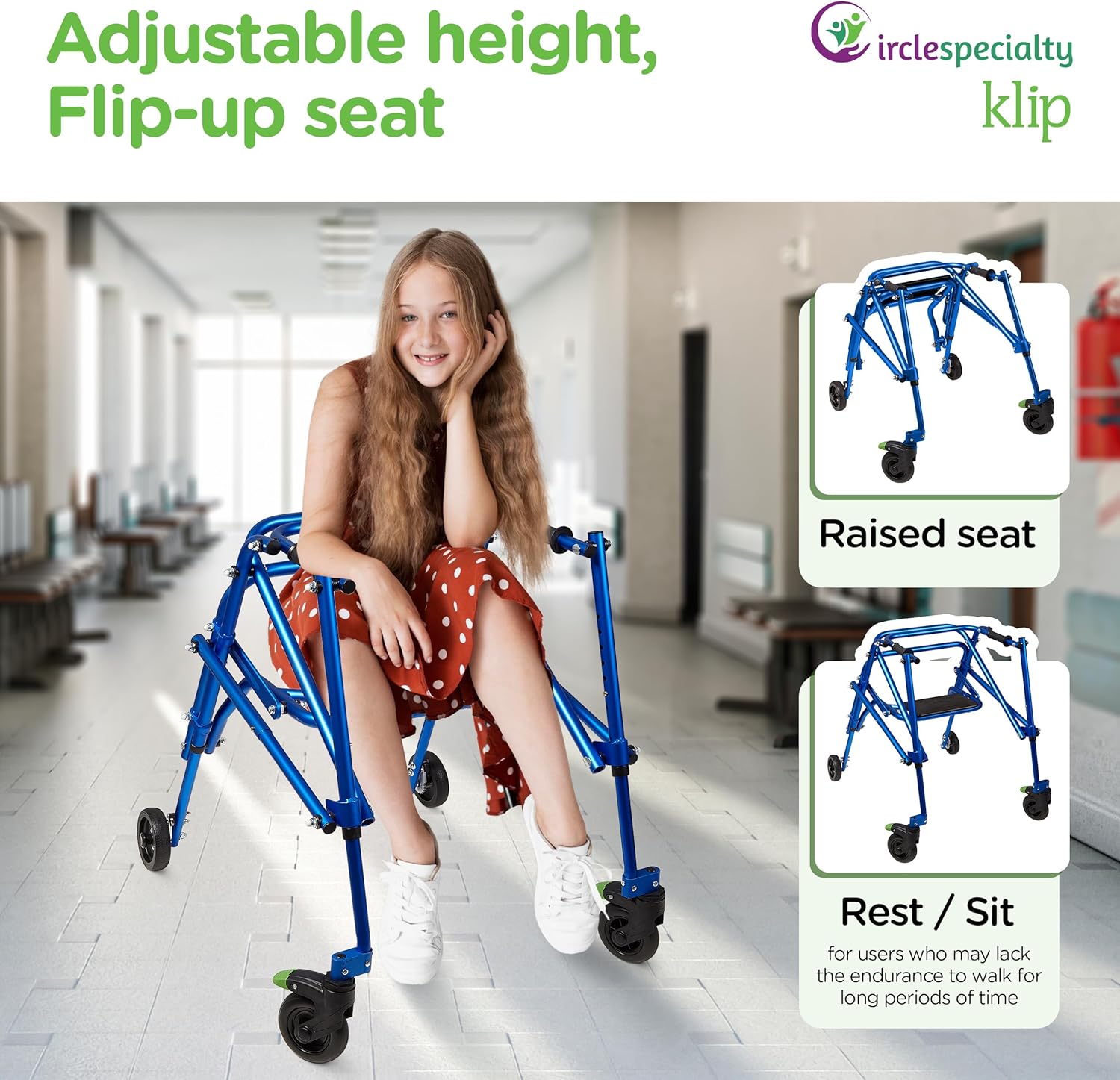 klip walker w seat medium blue 4 wheeled each