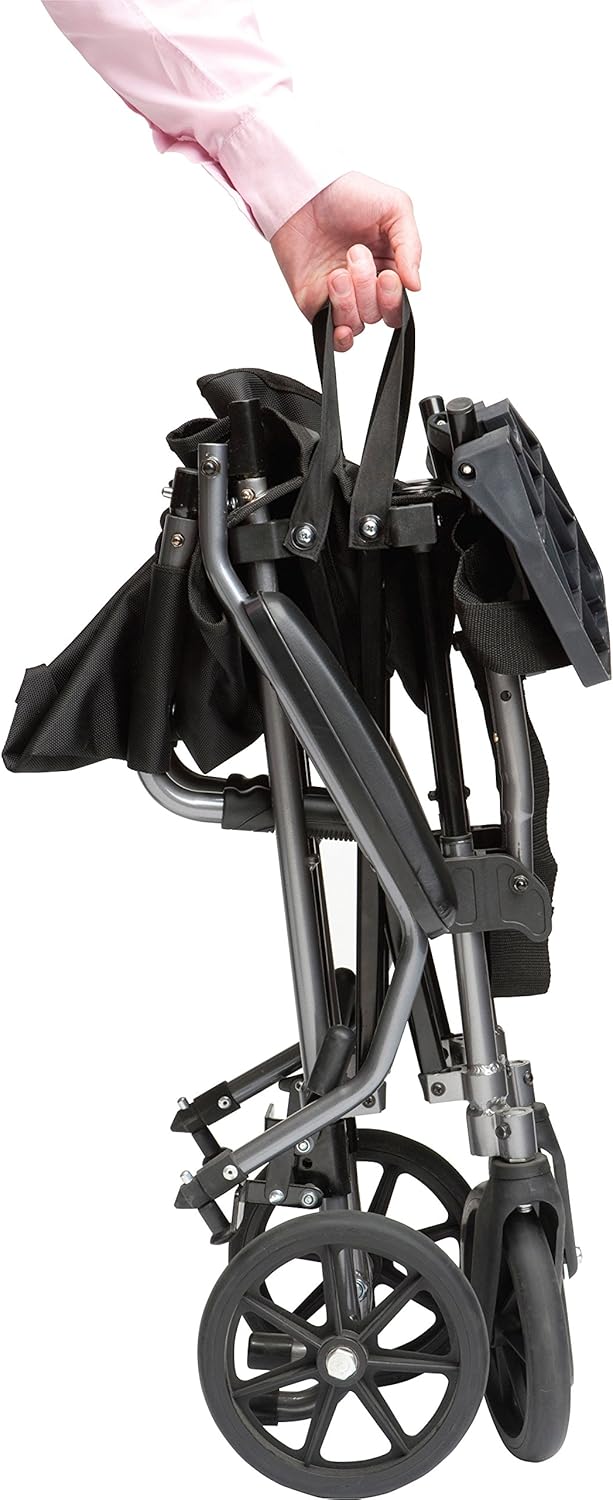 drive medical travelite transport chair in a bag gunmetal grey 18