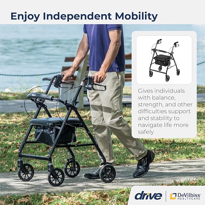 aluminum rollator w loop brake black 4 wheel