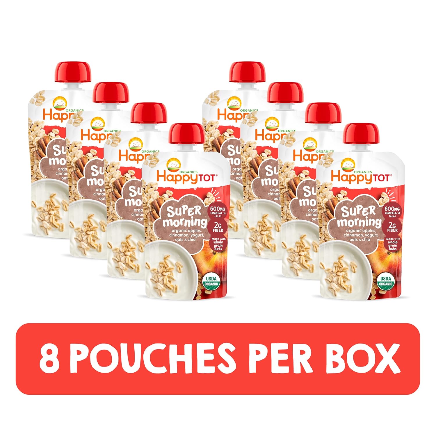 happy tot super morning organic apples cinnamon yogurt and oats super chia case of 16 4 oz