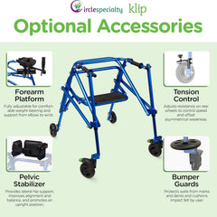 klip walker w seat medium blue 4 wheeled each